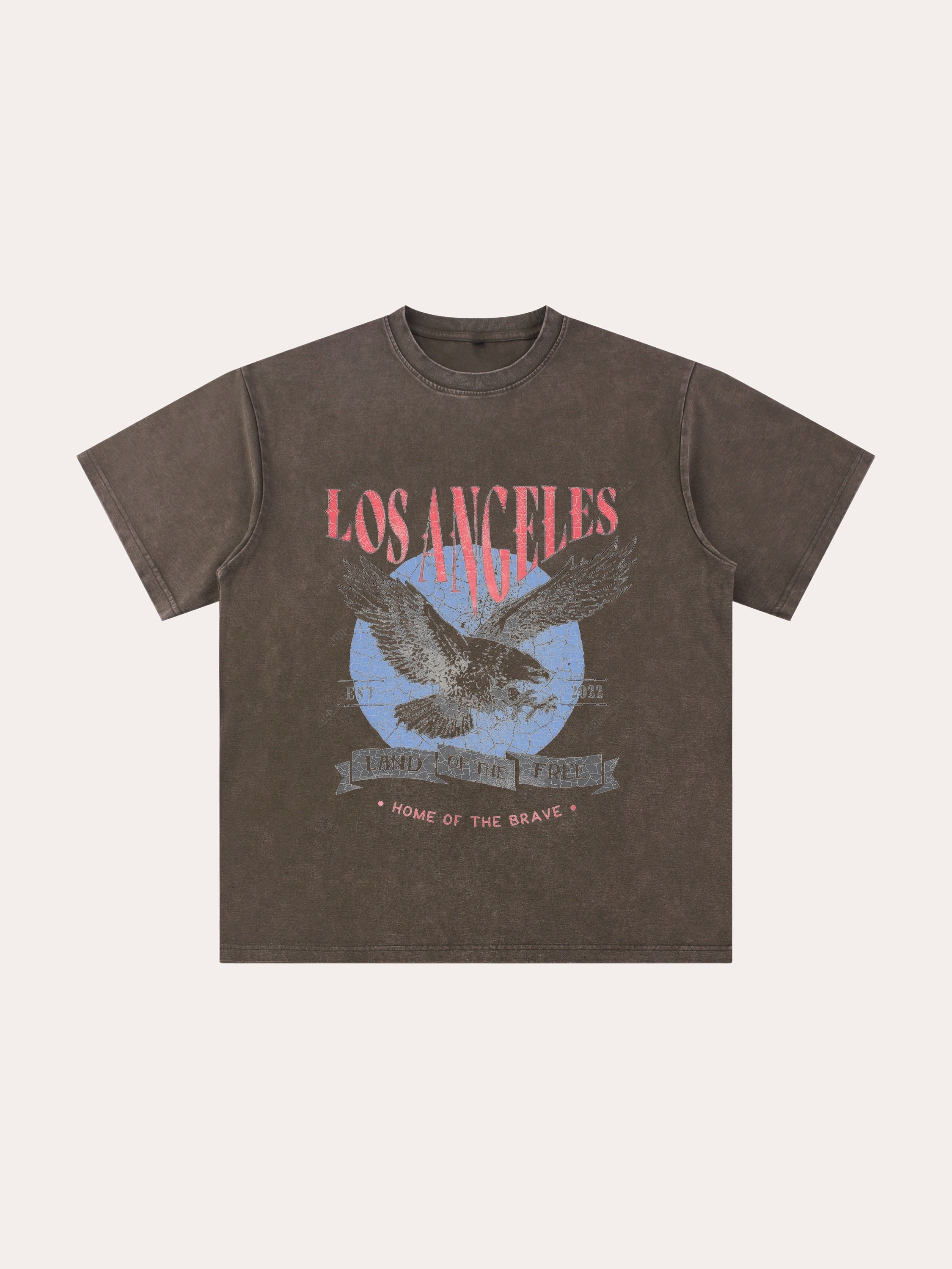 Vintage-T-Shirt im Los-Angeles-Look mit Used-Effekt und Waschung