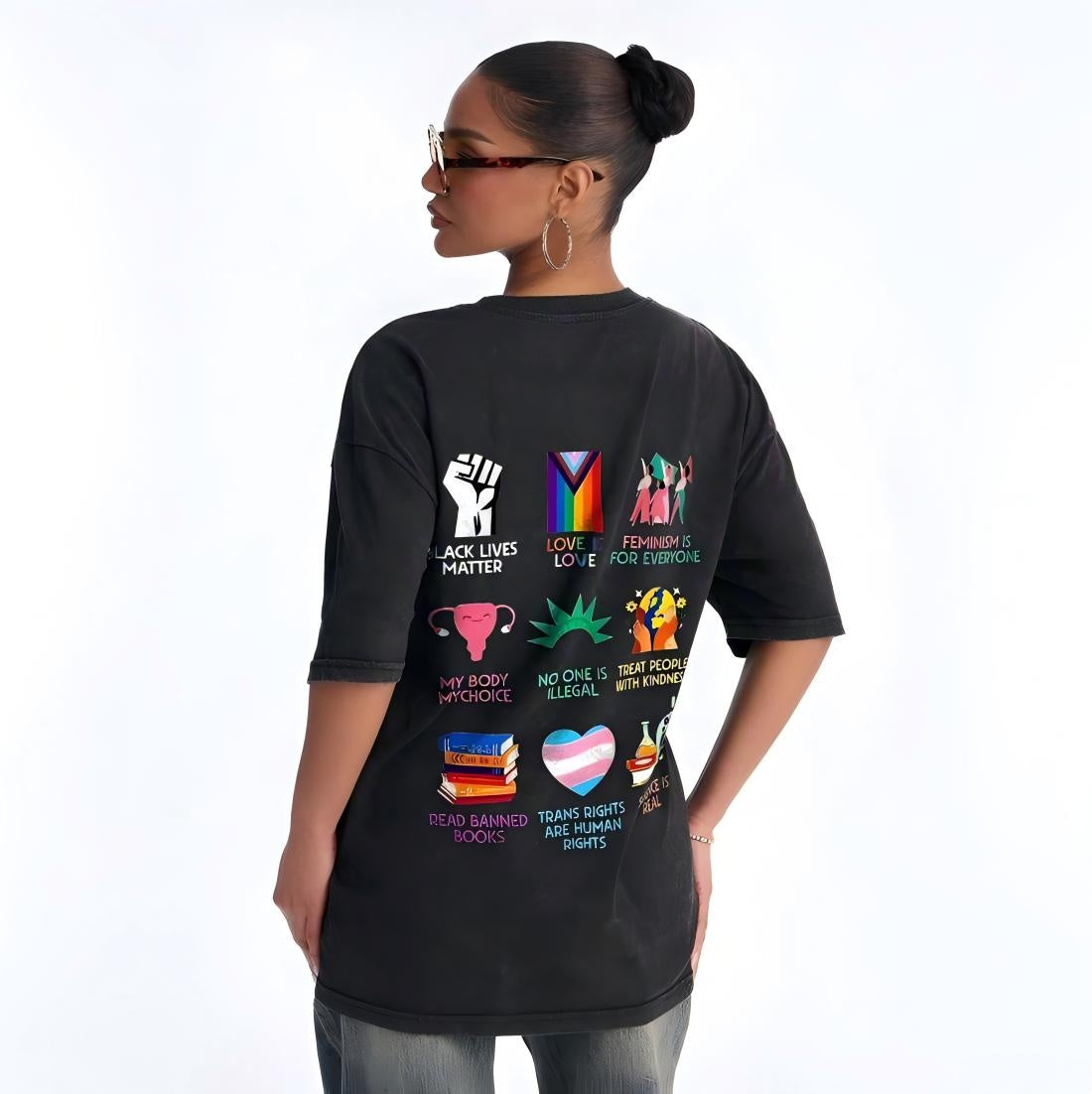 „Big Fan of Human Rights“-T-Shirt im Used-Look PT396