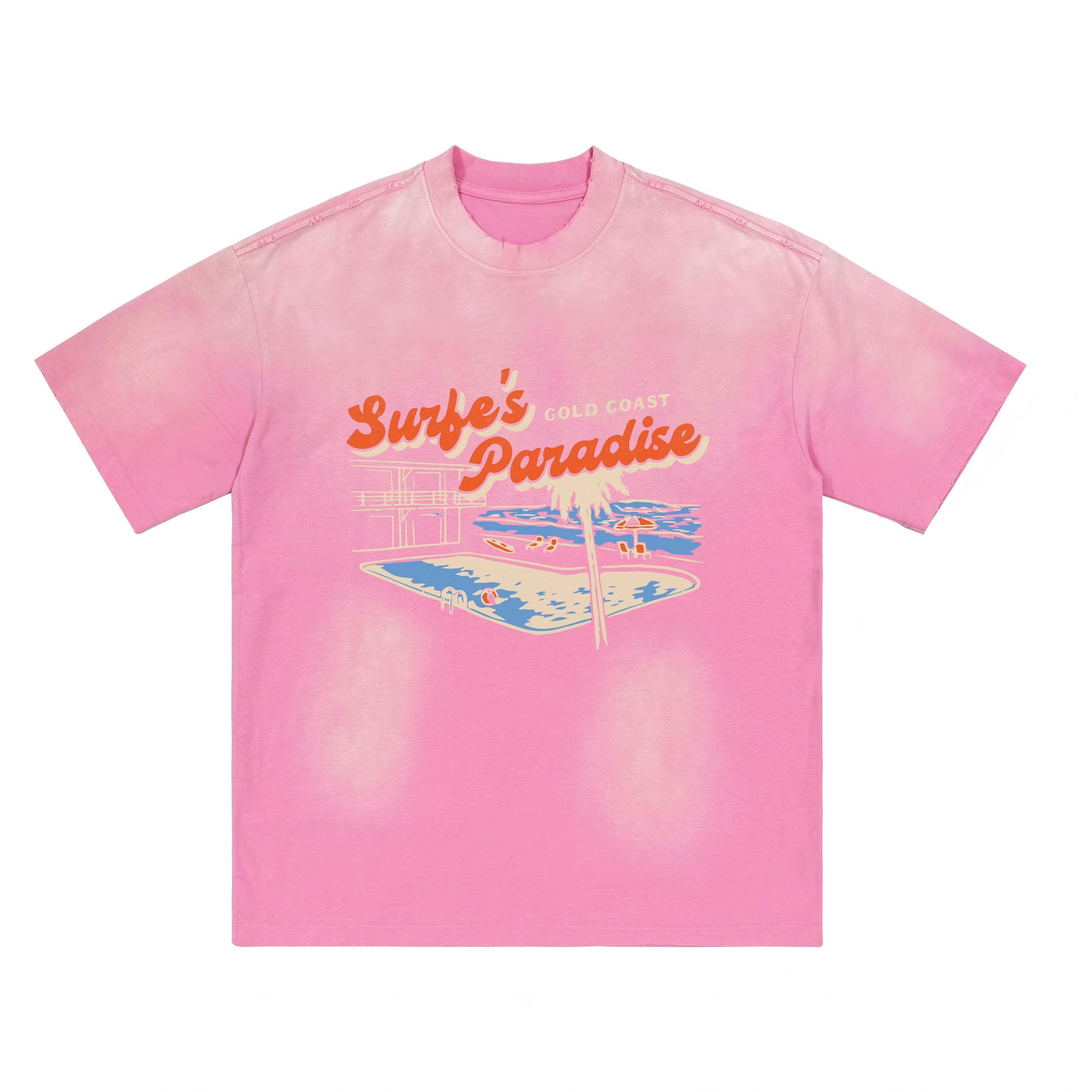 Rosa Vintage-T-Shirt mit Grafik und Waschung