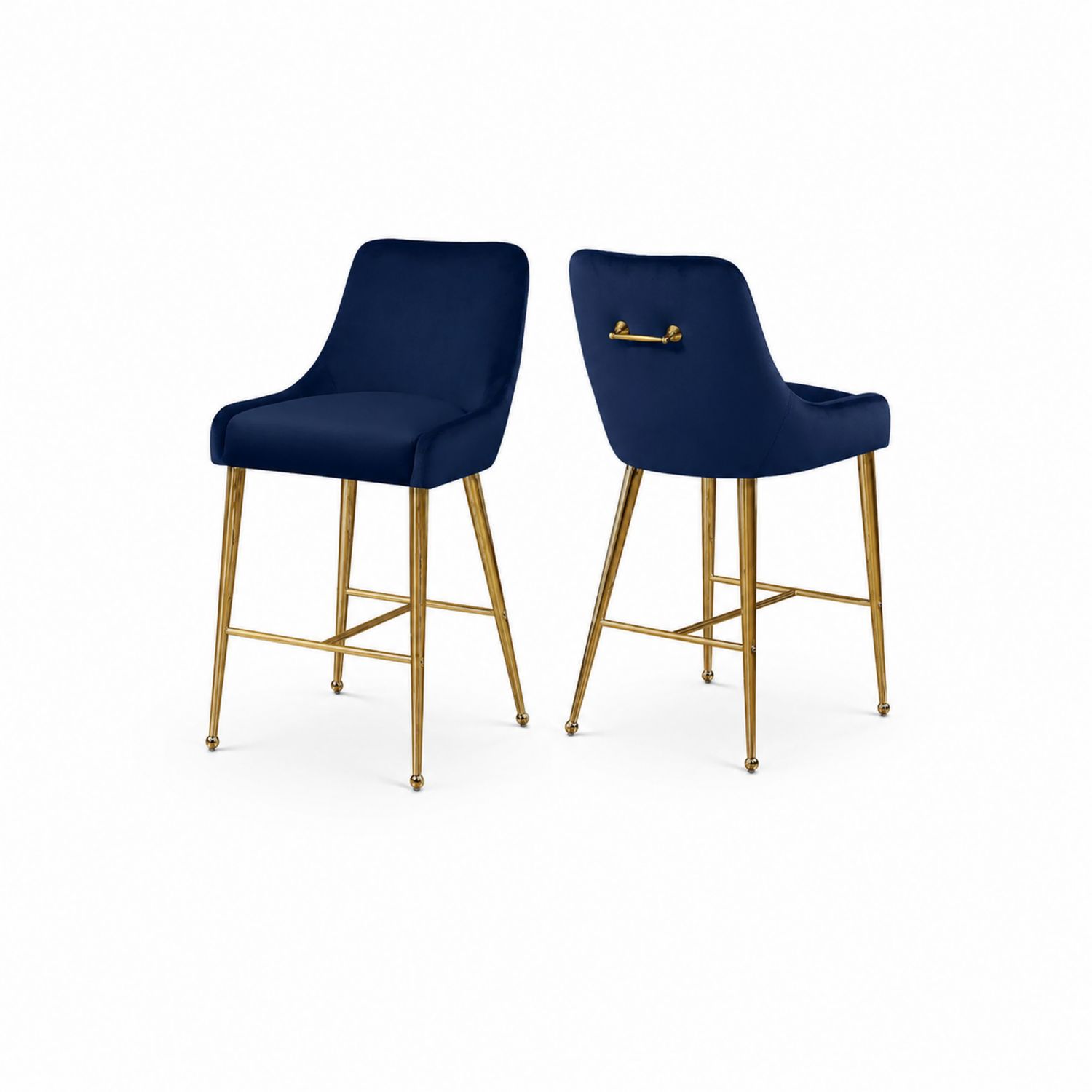 Barhocker Set aus Samt mit Metallgestell Blau