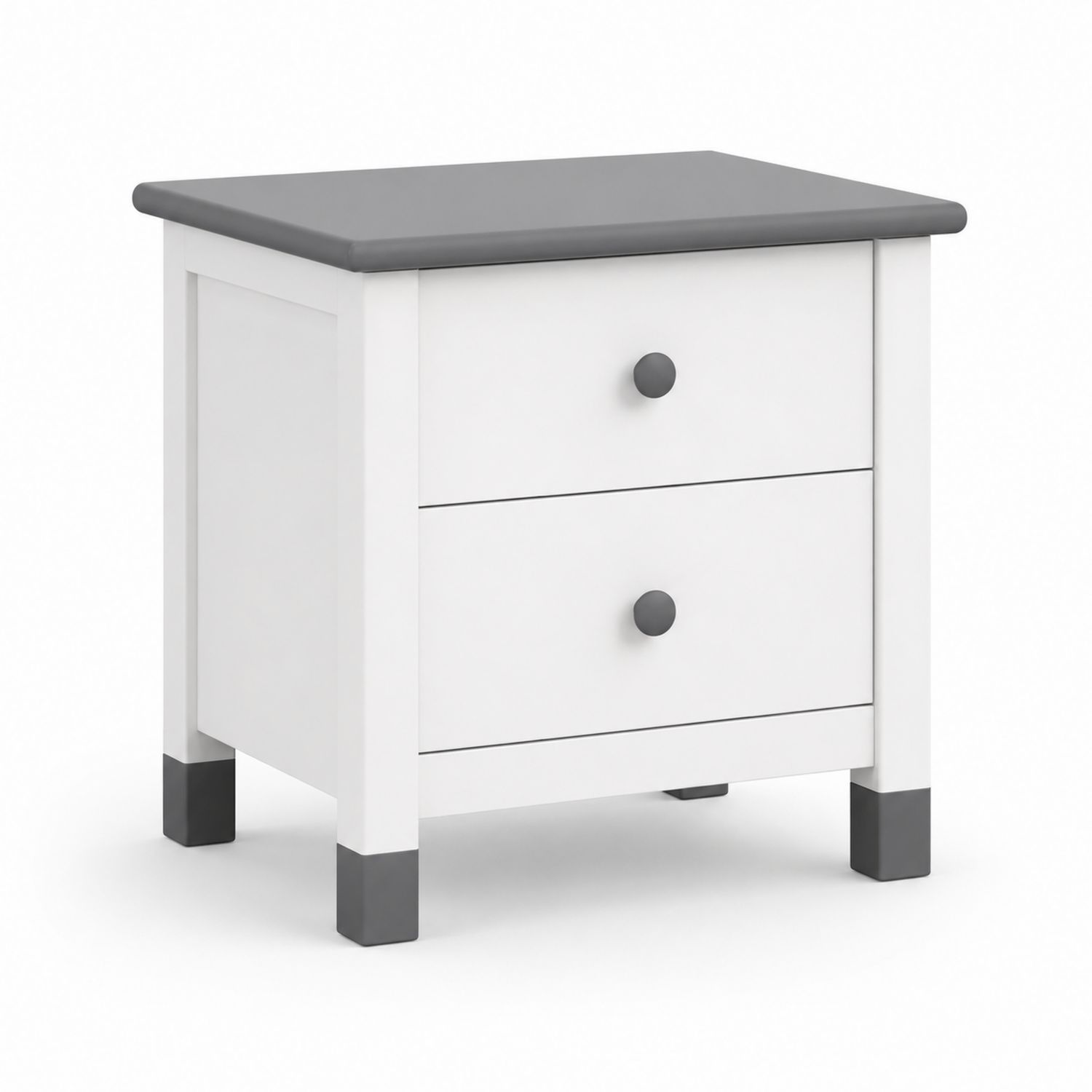 Nachttisch mit 2 Schubladen MDF Weiß/Grau