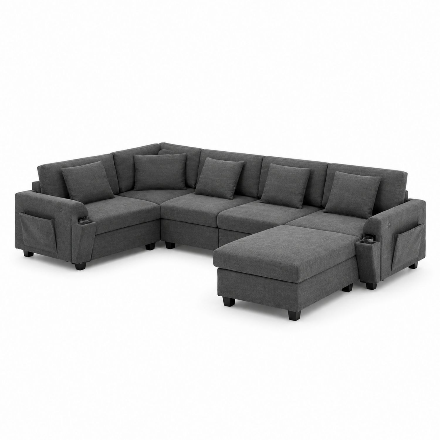 Ecksofa Set mit Stauraum, L-Form, 300x200x85 cm, Stoff, Grau