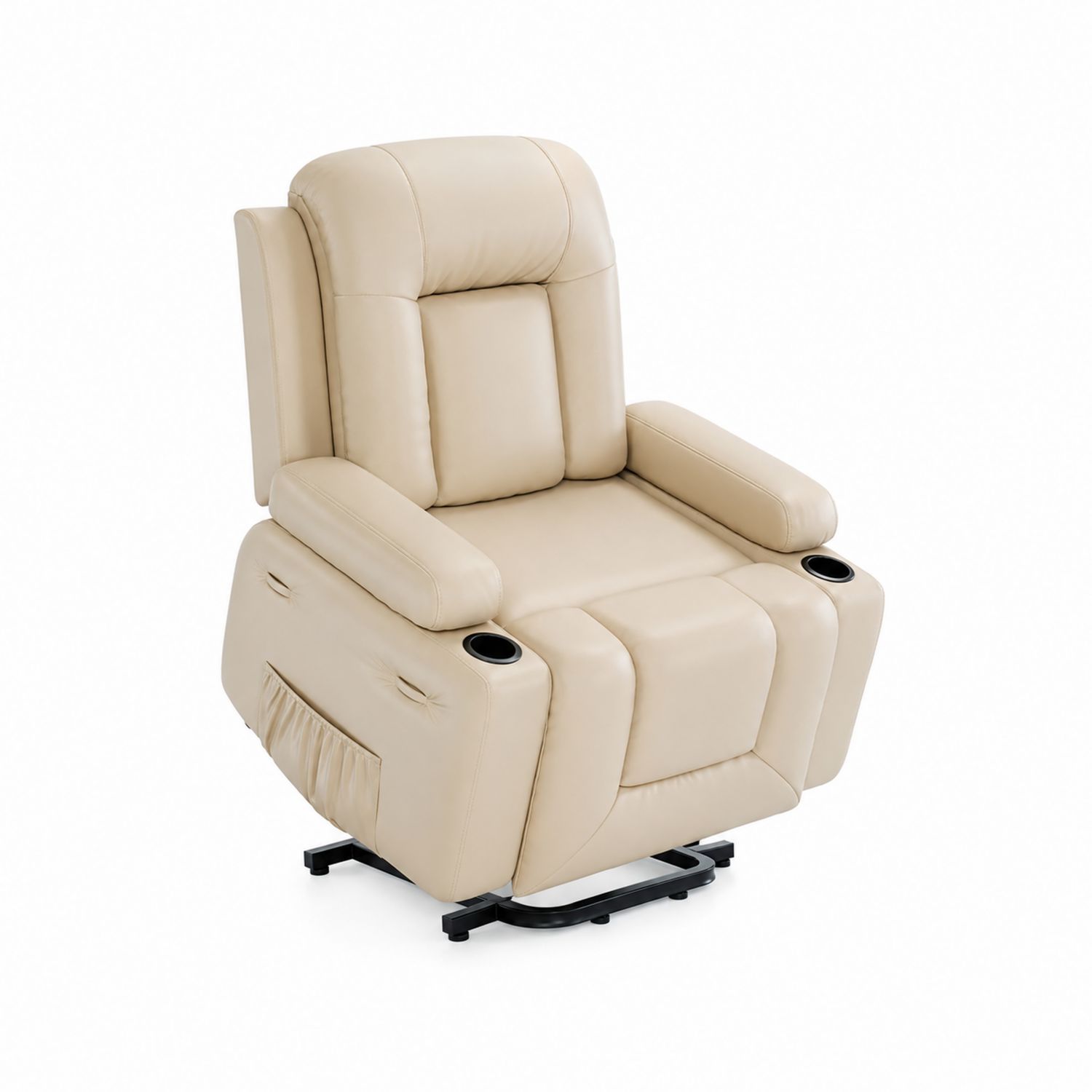 Elektrischer Massagesessel Kunstleder Creme 90x85x110 cm