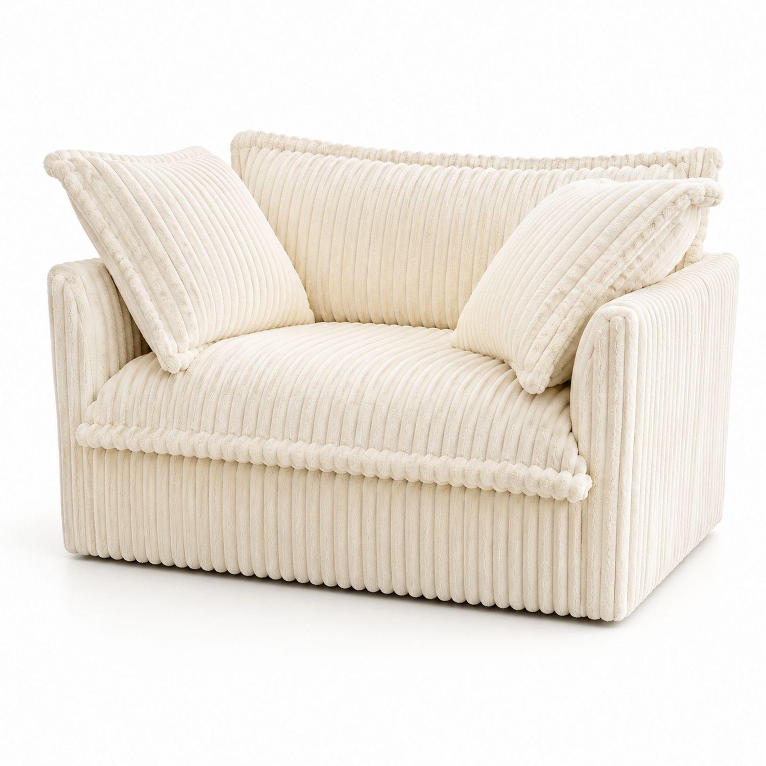 Zweisitzer Sofa aus Baumwoll-Kordstoff Creme