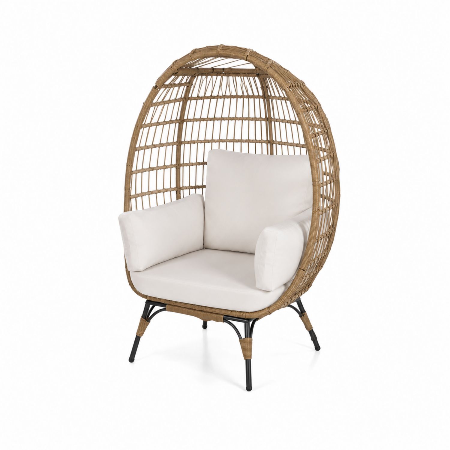 Outdoor-Rattan-Sessel mit Kissen Beige
