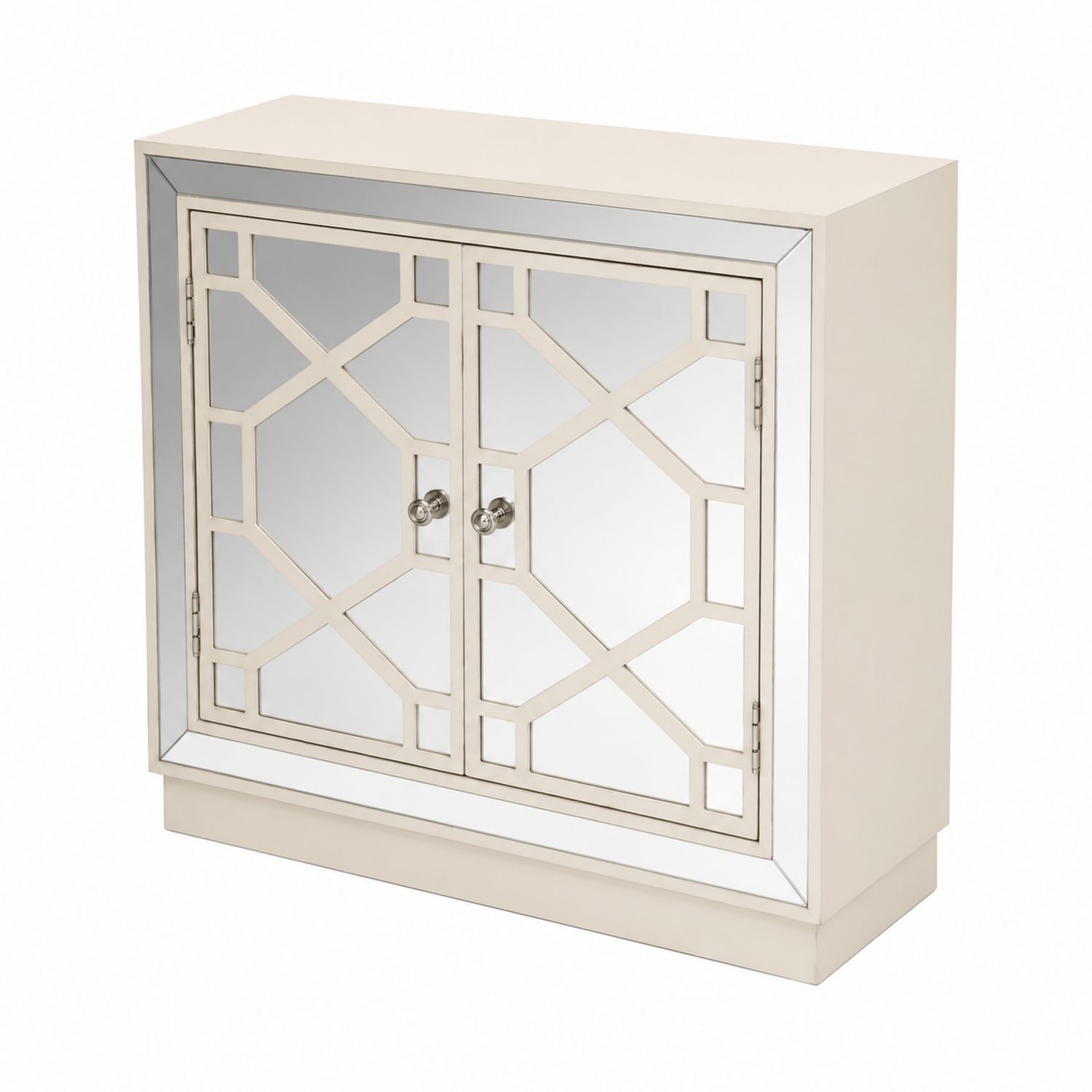 Spiegelschrank aus MDF mit geometrischen Mustern 80x34x92 cm Beige