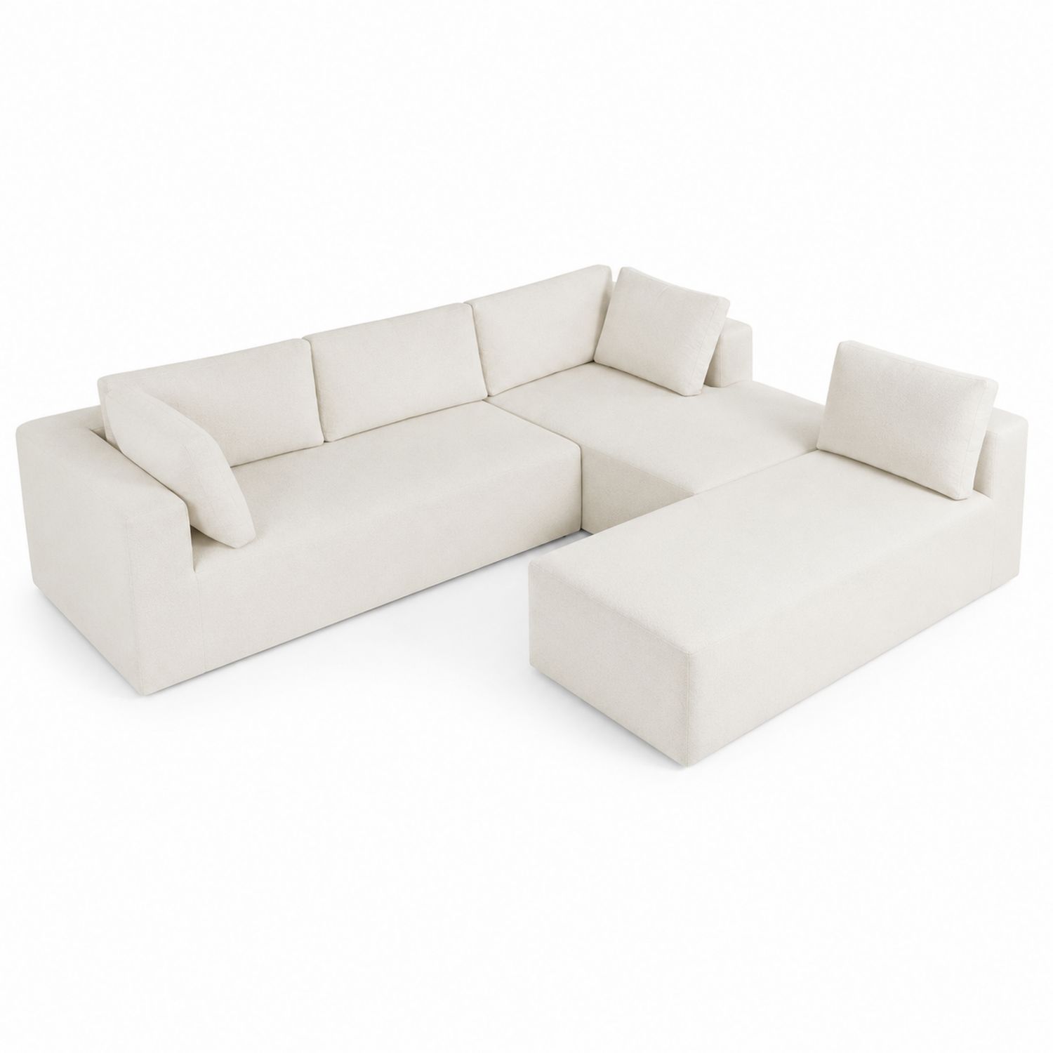 Ecksofa Set L-Form Beige Stoff