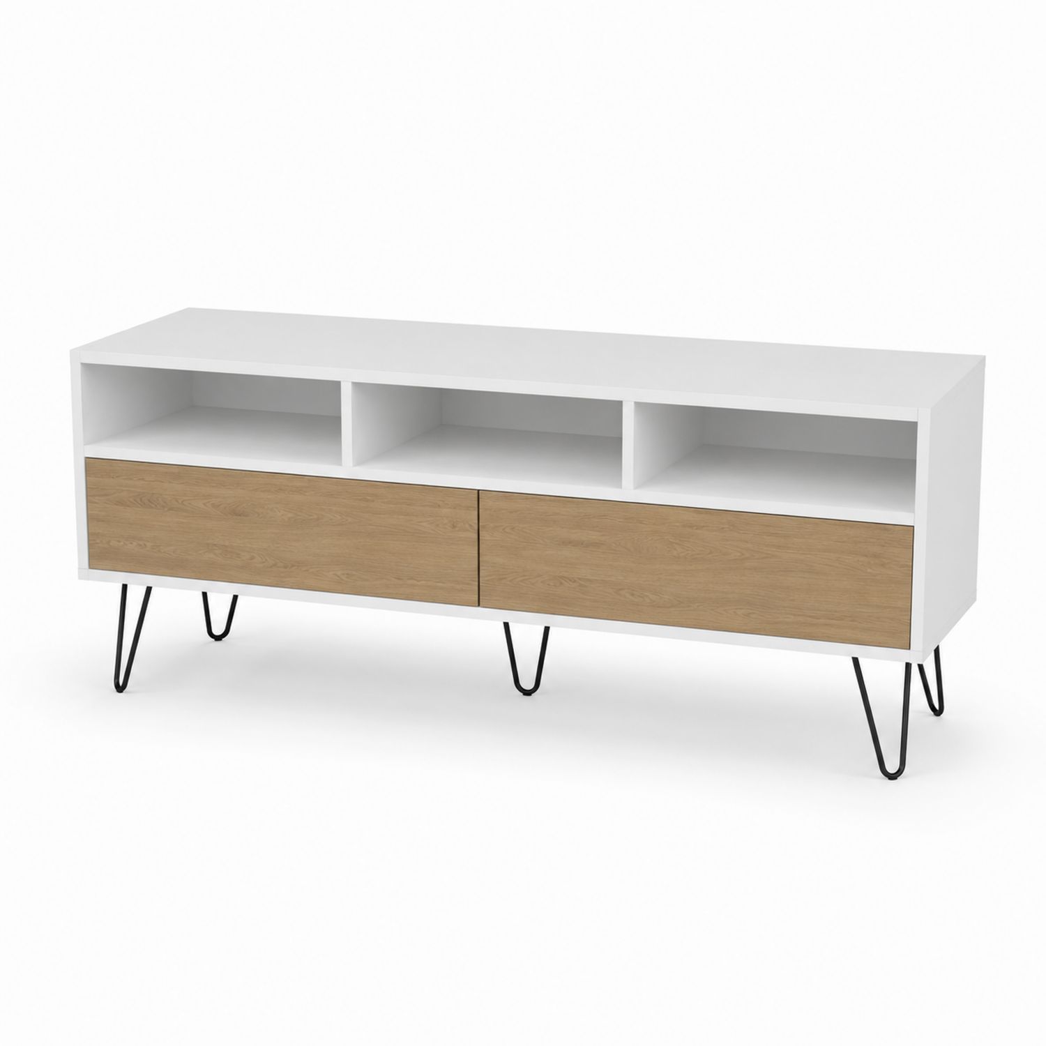 TV-Schrank Holzoptik Weiß Metallbeine 120x40x50 cm