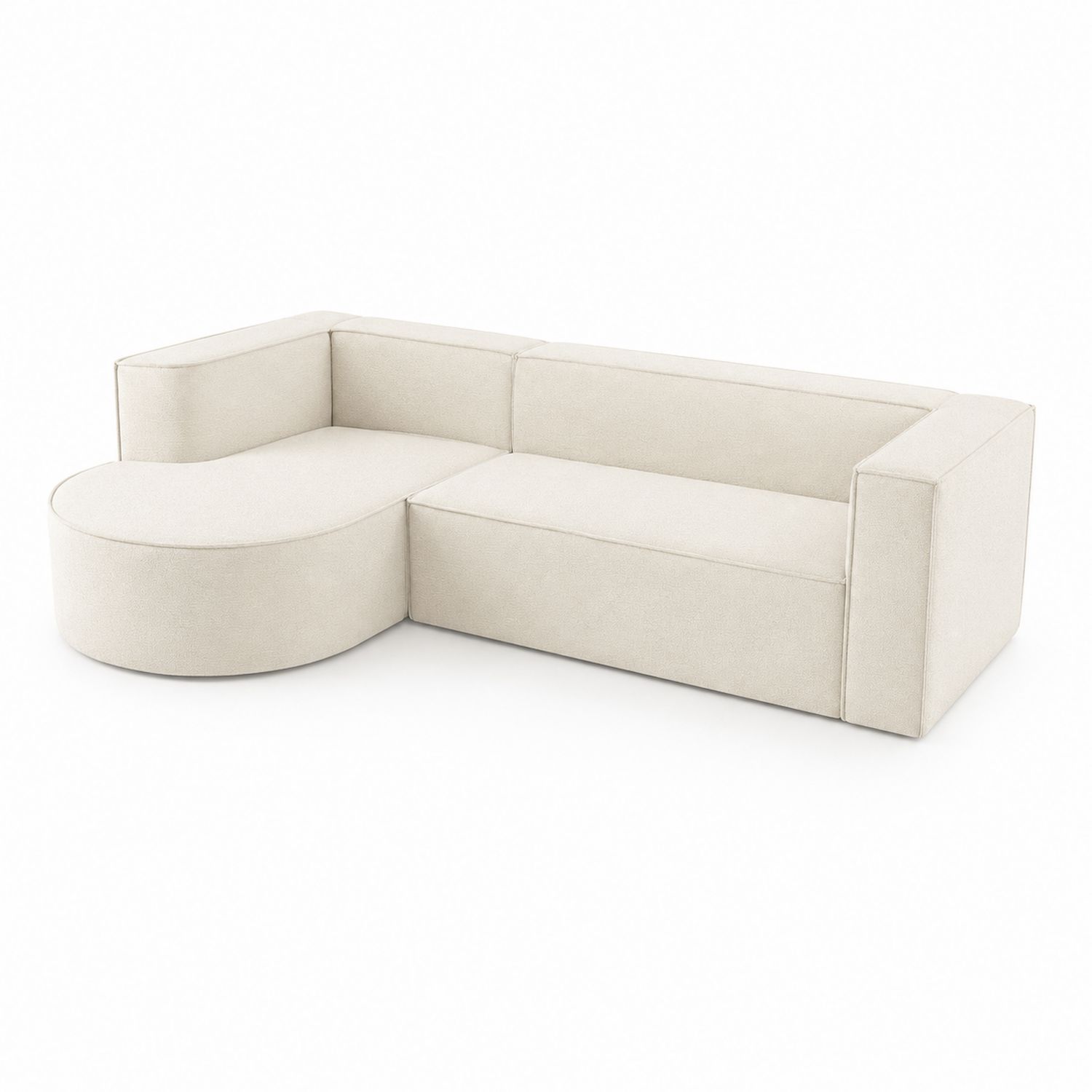 Ecksofa mit Ottomane Beige Stoff