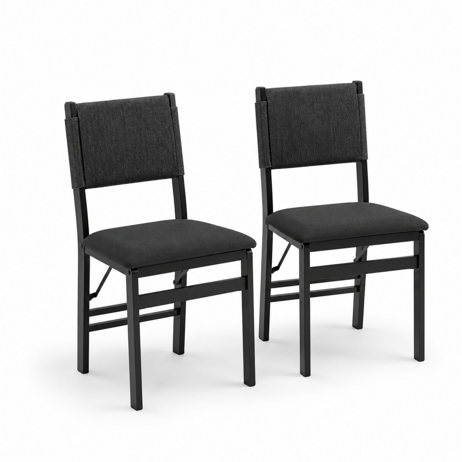 2er-Set Klappstühle Metallrahmen Stoff Schwarz
