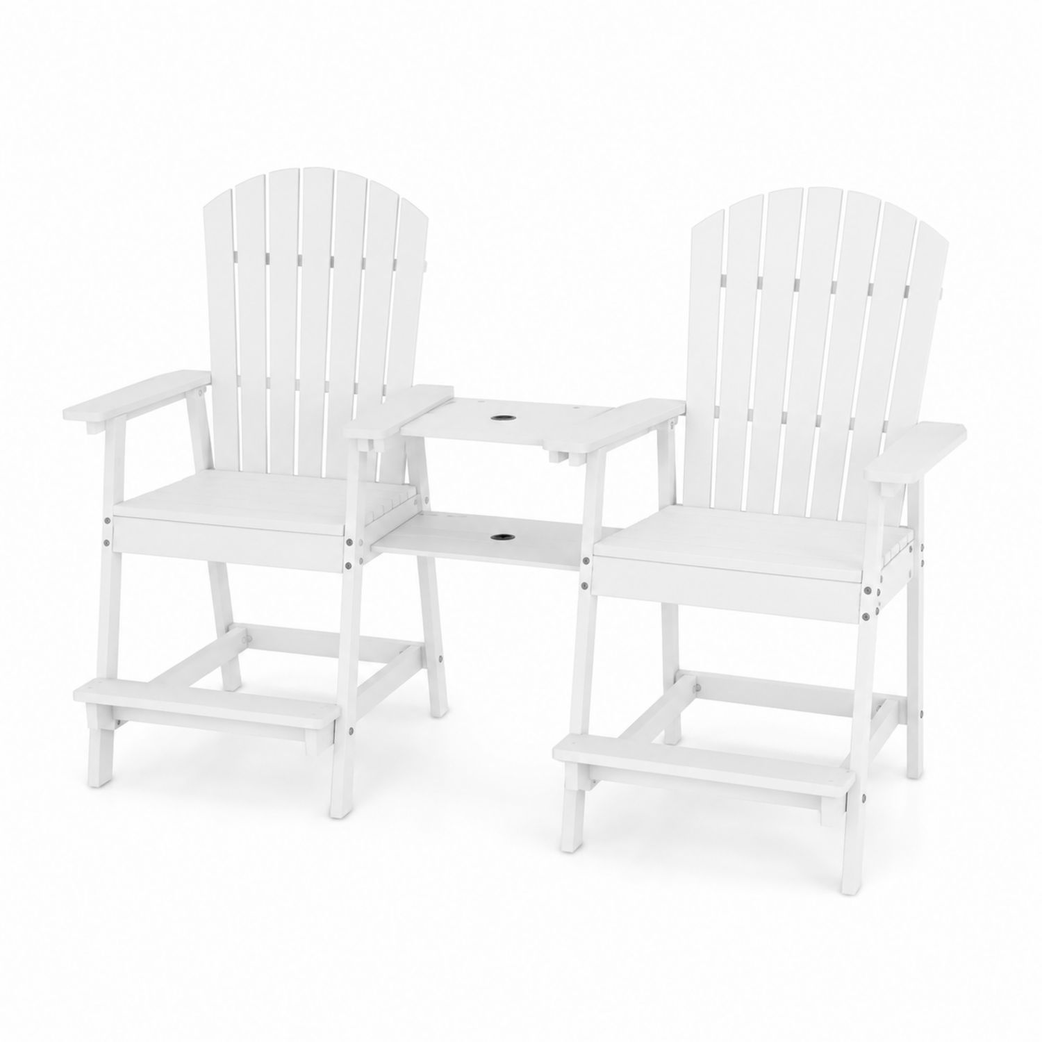 Holz Outdoor Doppelsessel Set mit Tisch Weiß