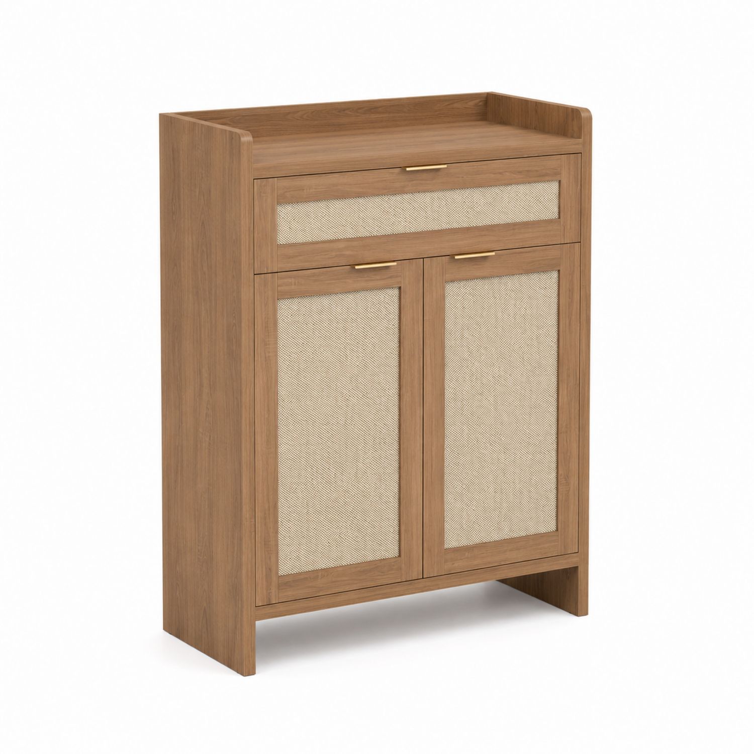 Schuhschrank aus Holz mit Stoffpaneelen 80x34x105 cm