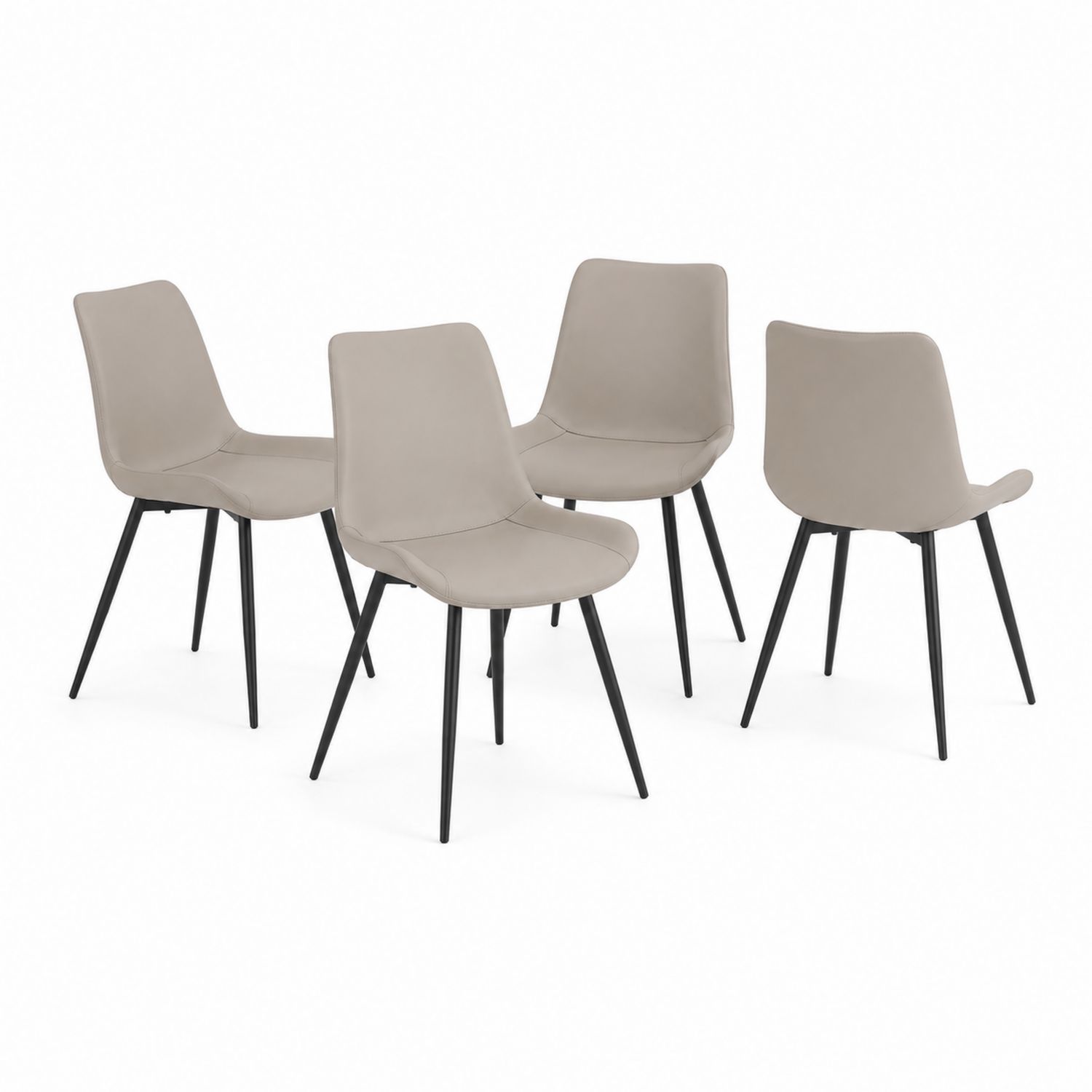 4er Set Esszimmerstühle Kunstleder Beige Metallbeine