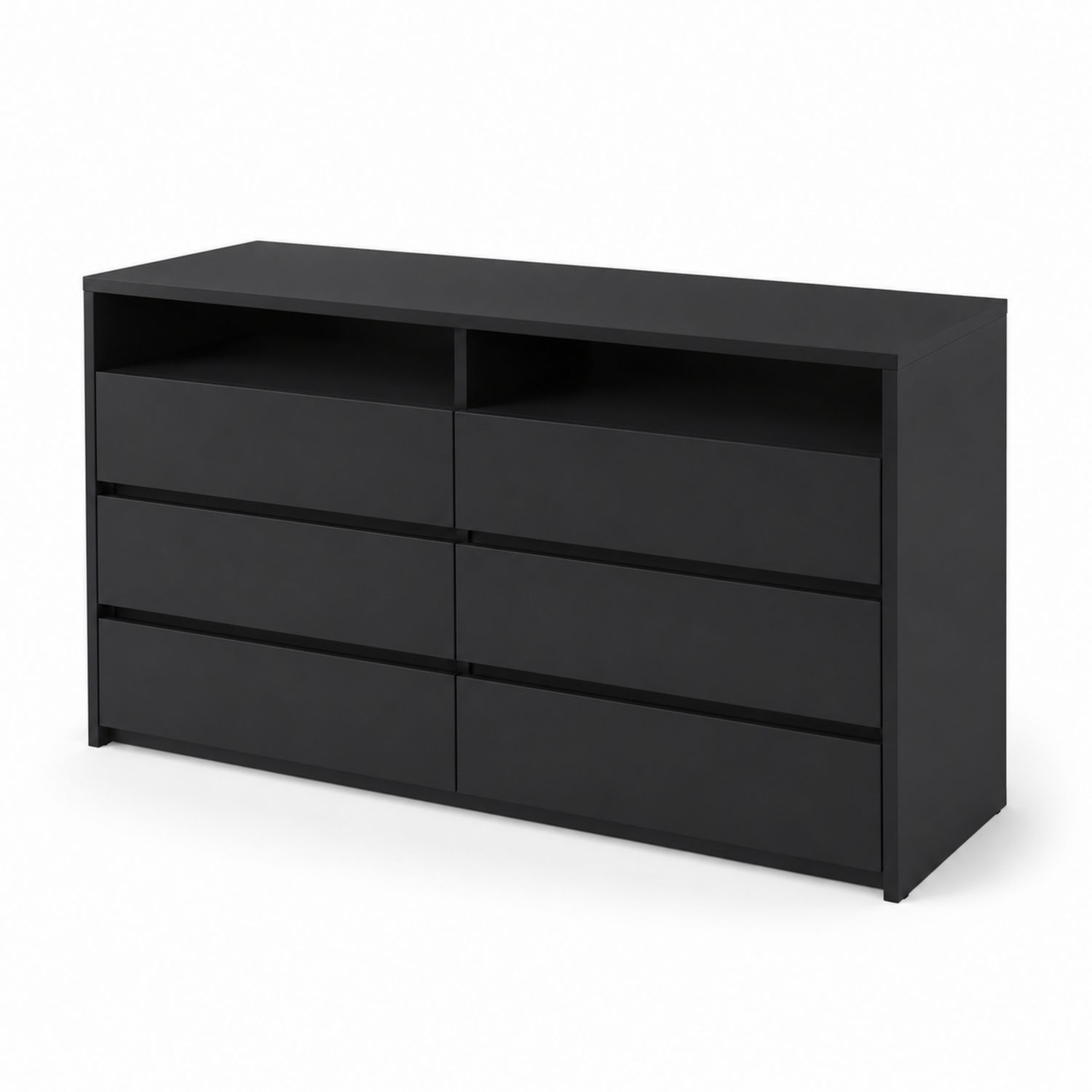 Schwarze Kommode mit 6 Schubladen Holzwerkstoff