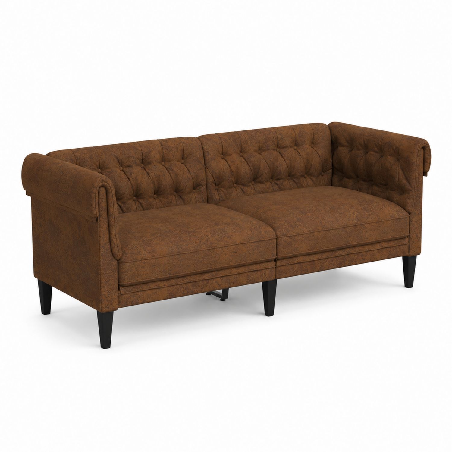3-Sitzer Chesterfield Sofa Leder Braun 220x85x75cm
