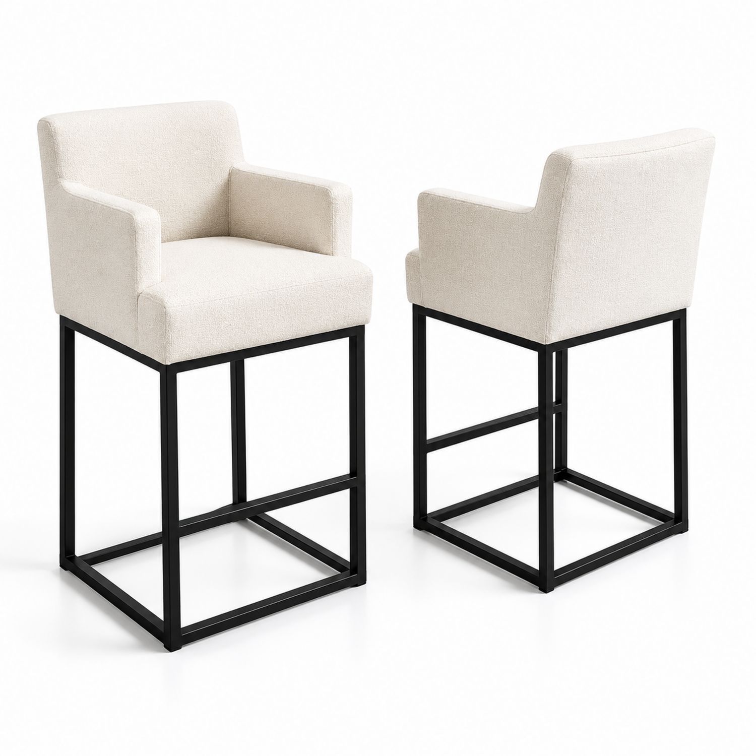 2er Set Barhocker 105 cm Stoff Beige Metall Schwarz