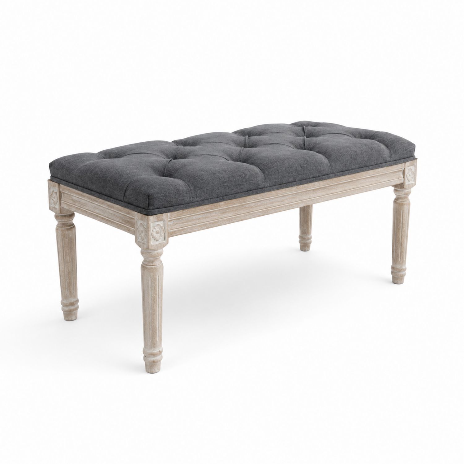 Polsterbank 120x40 cm Grau Holz