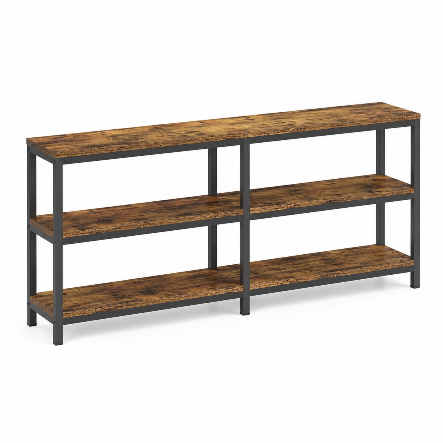 Konsolentisch mit 3 Ebenen aus Holz und Metallrahmen 150 x 40 x 70 cm Braun/Schwarz