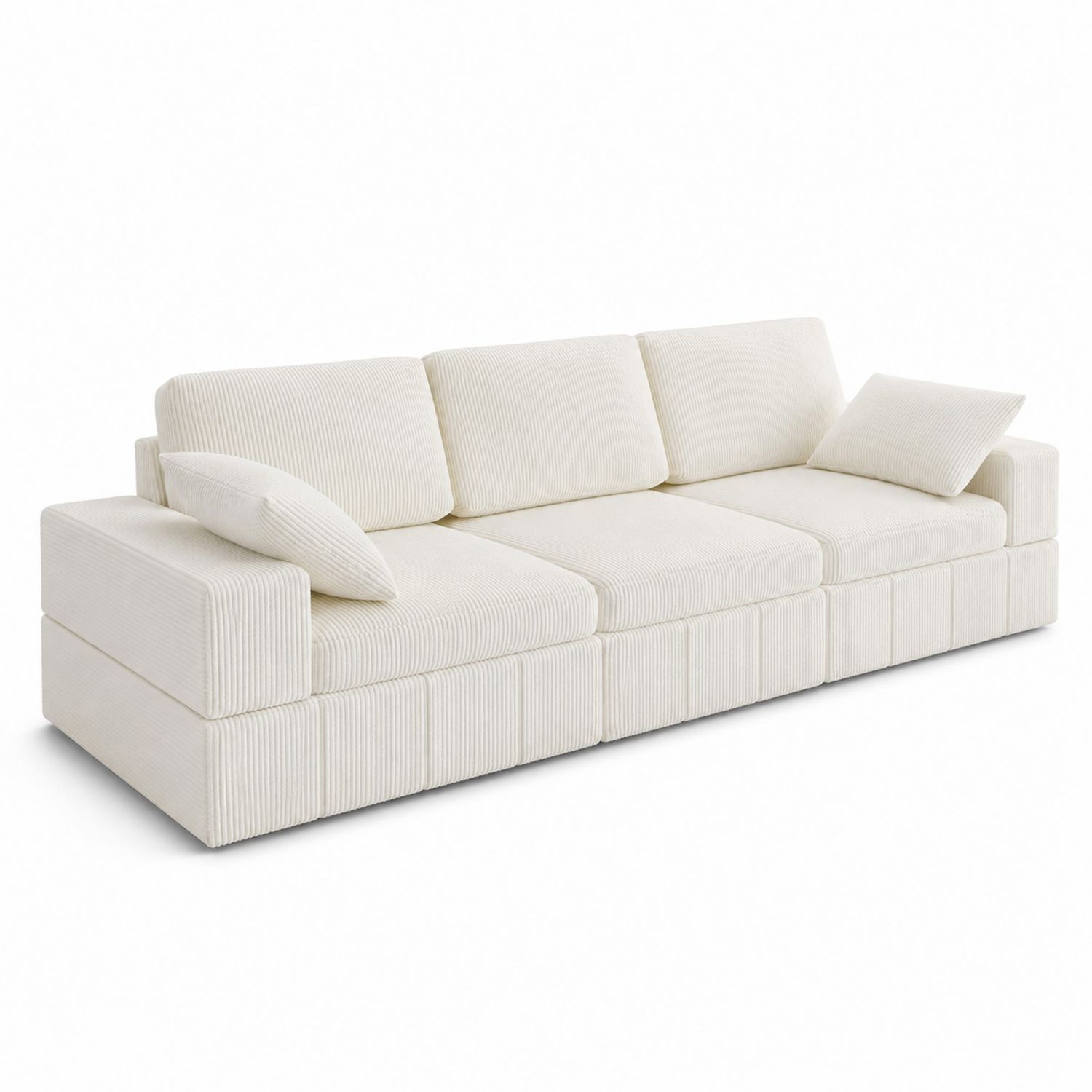 3-Sitzer Sofa Holzrahmen Cordstoff Beige