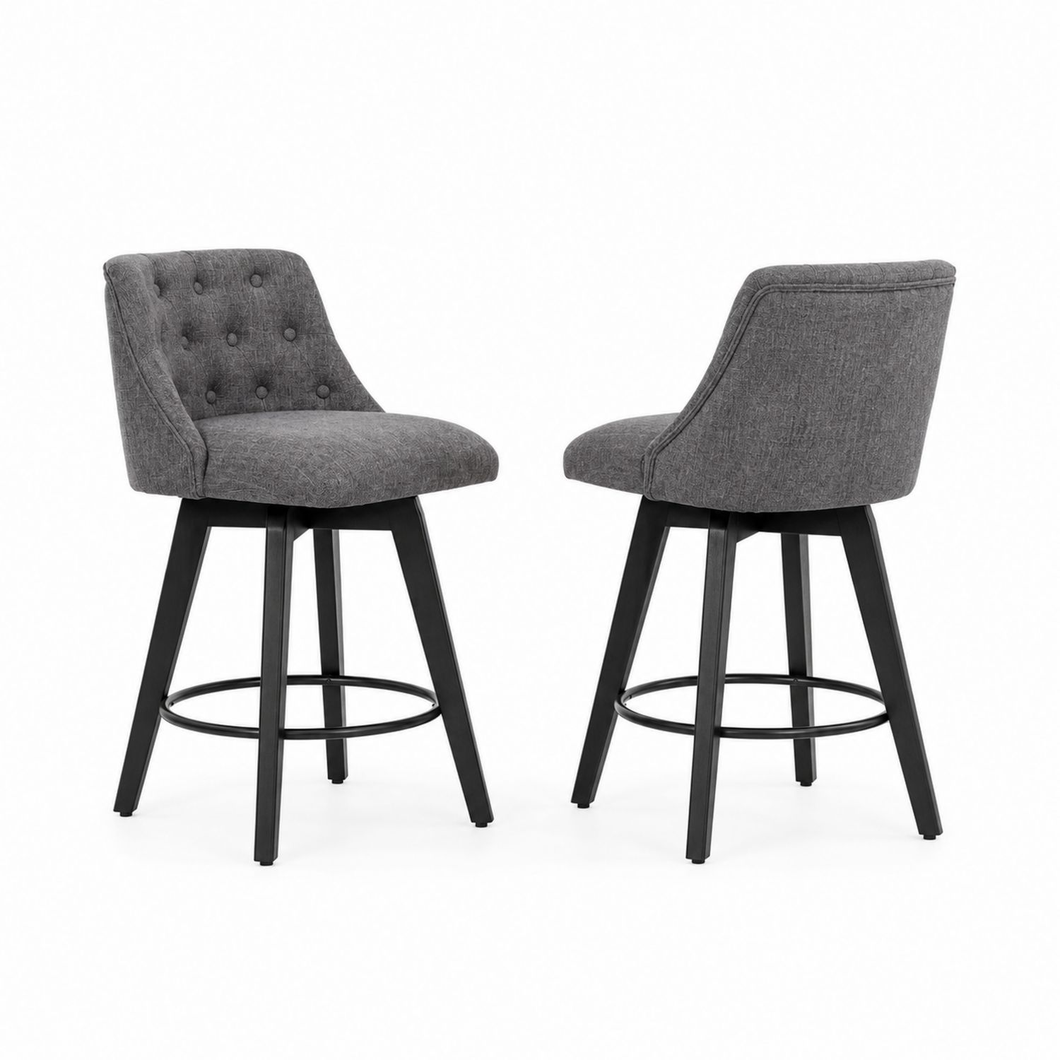 2er-Set Drehbare Barhocker aus Stoff Grau