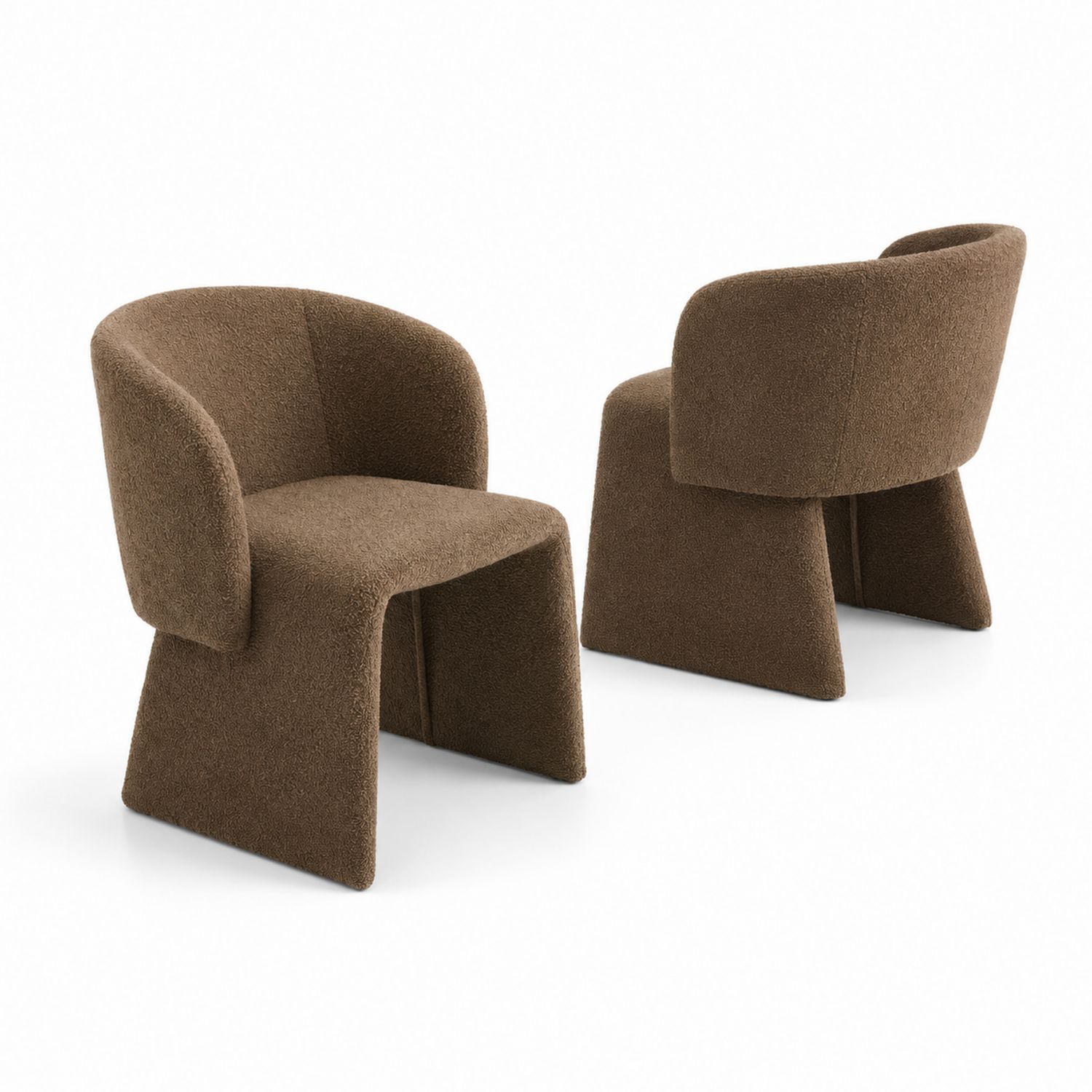 Set aus 2 Esszimmerstühlen, Holzrahmen, Polyester, Braun