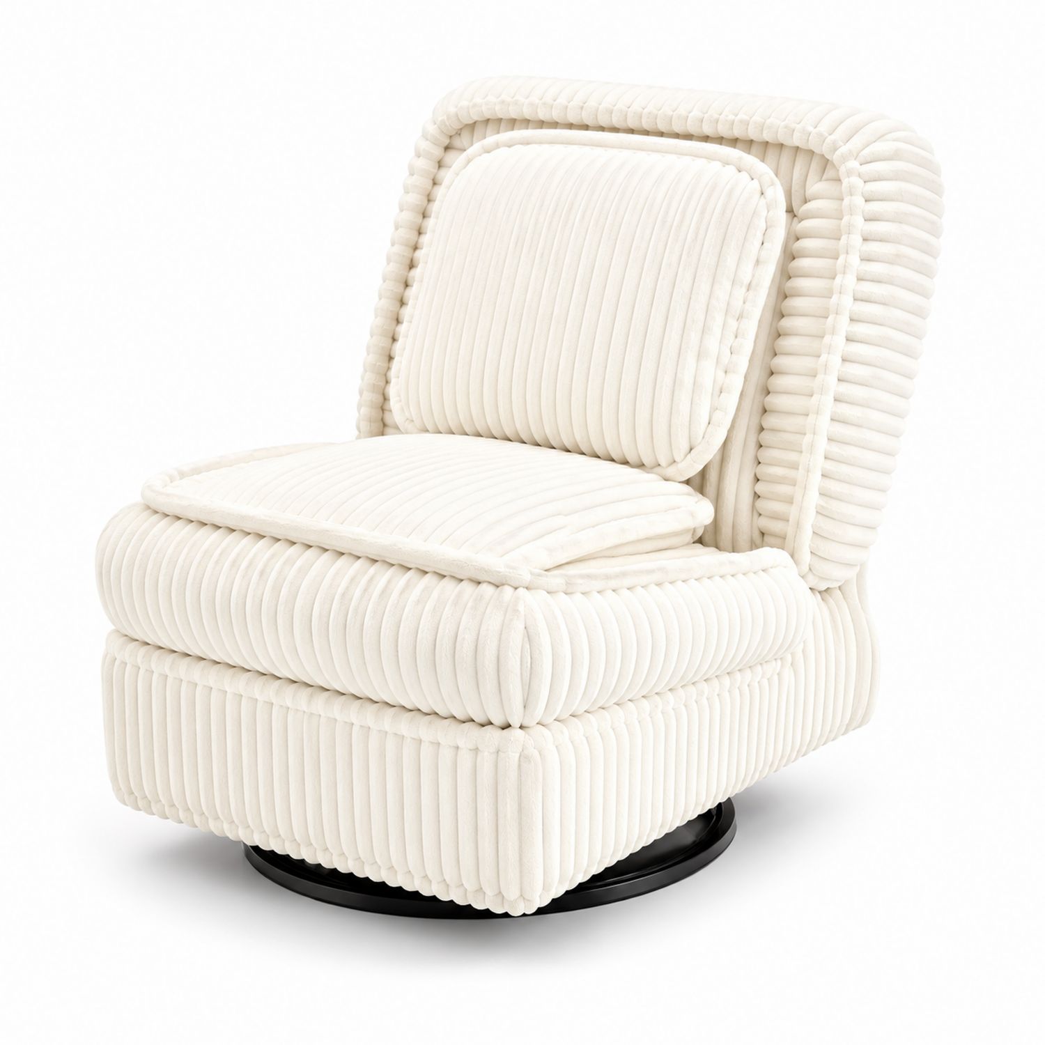 Drehbarer Sessel ohne Armlehnen Cord Creme 80x75x85cm