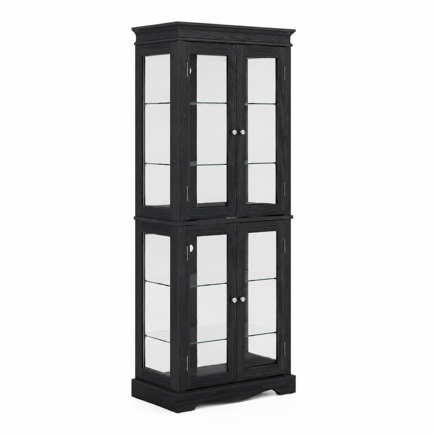 Schwarze Holzvitrine mit Glas 180cm x 80cm x 40cm