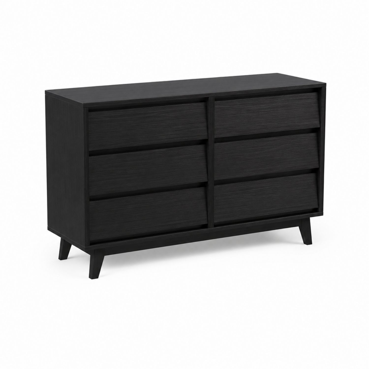 Schwarze Holzkommode mit 6 Schubladen