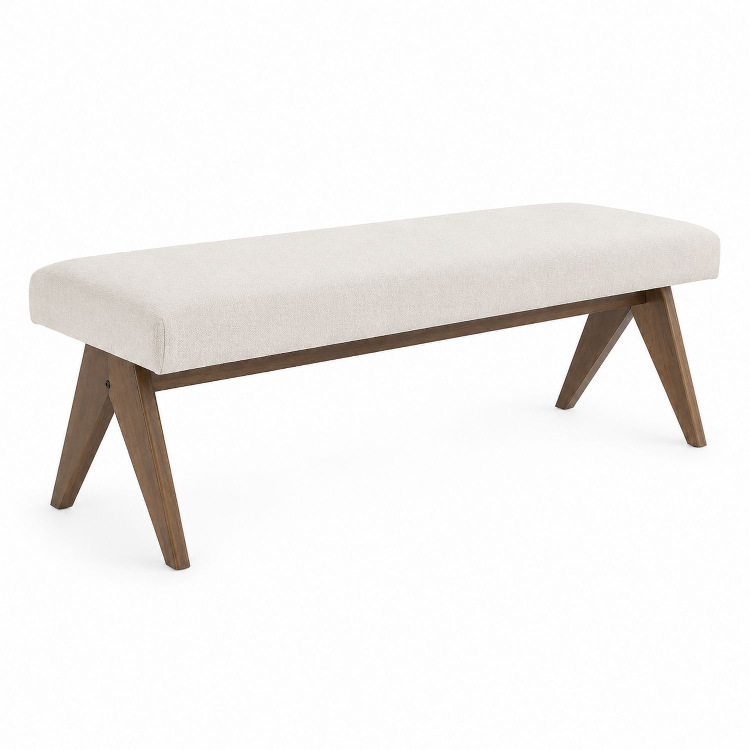 Bank mit Holzrahmen und Baumwollpolsterung Beige 120cm