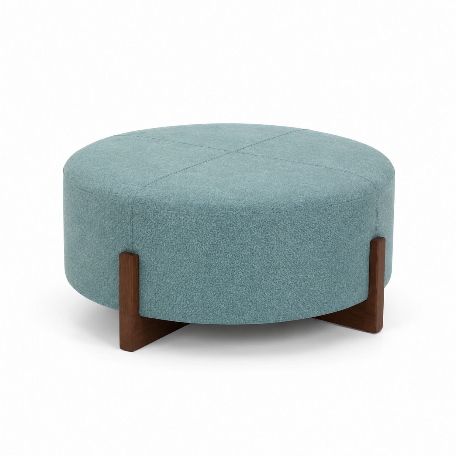 Runder Polsterhocker aus Holz in Hellblau 85 cm
