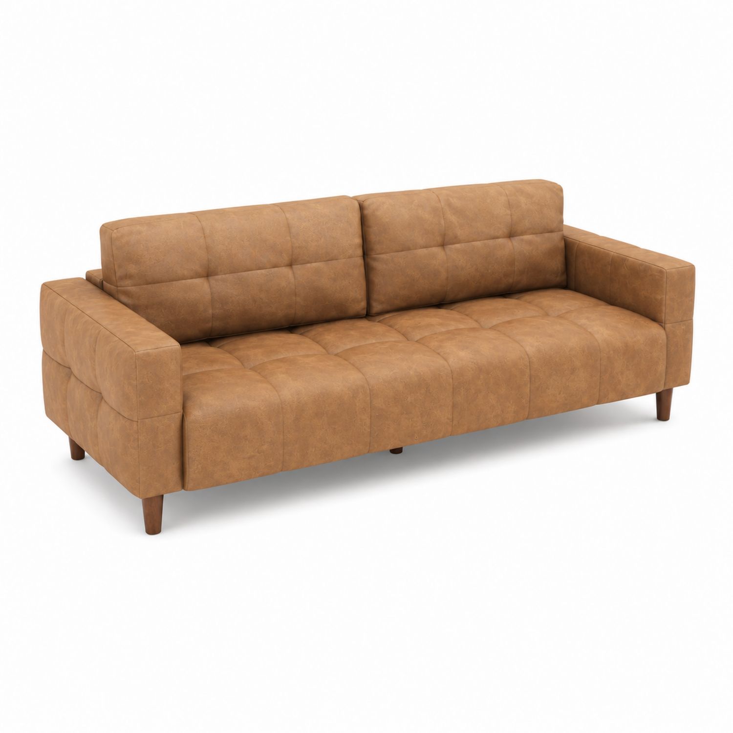 3-Sitzer Sofa rechteckig Leder Braun