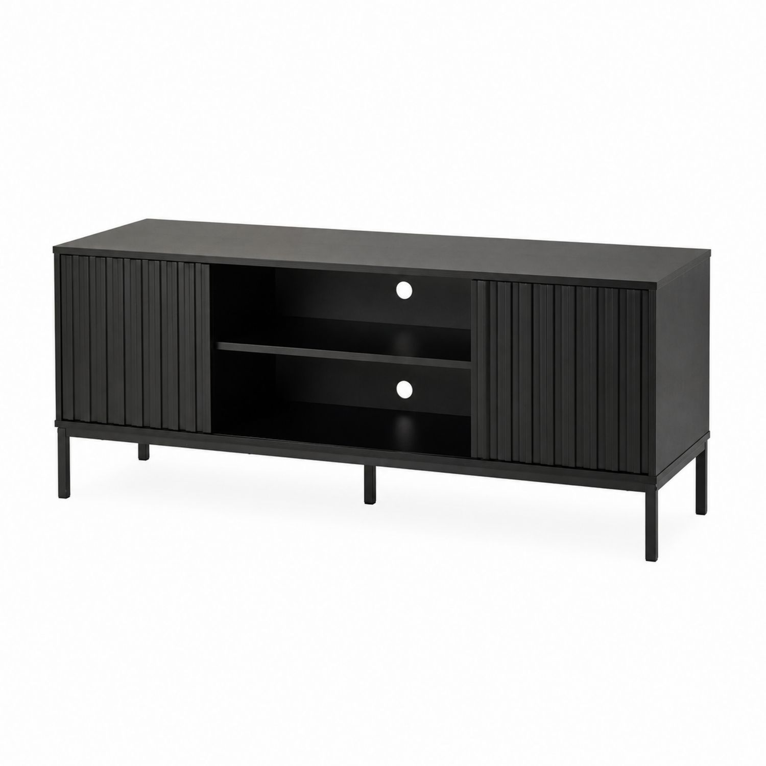 TV-Möbel Schwarz MDF-Holz Stahl 150x40x55 cm