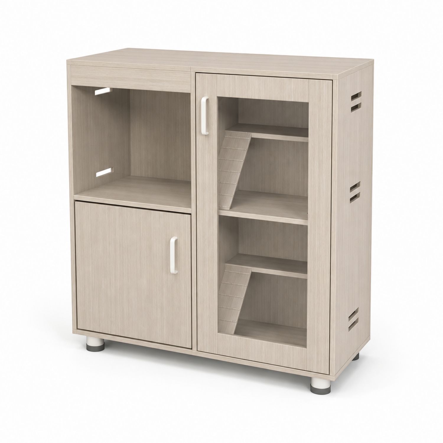 Mehrzweckschrank mit Glastür und Holzoptik