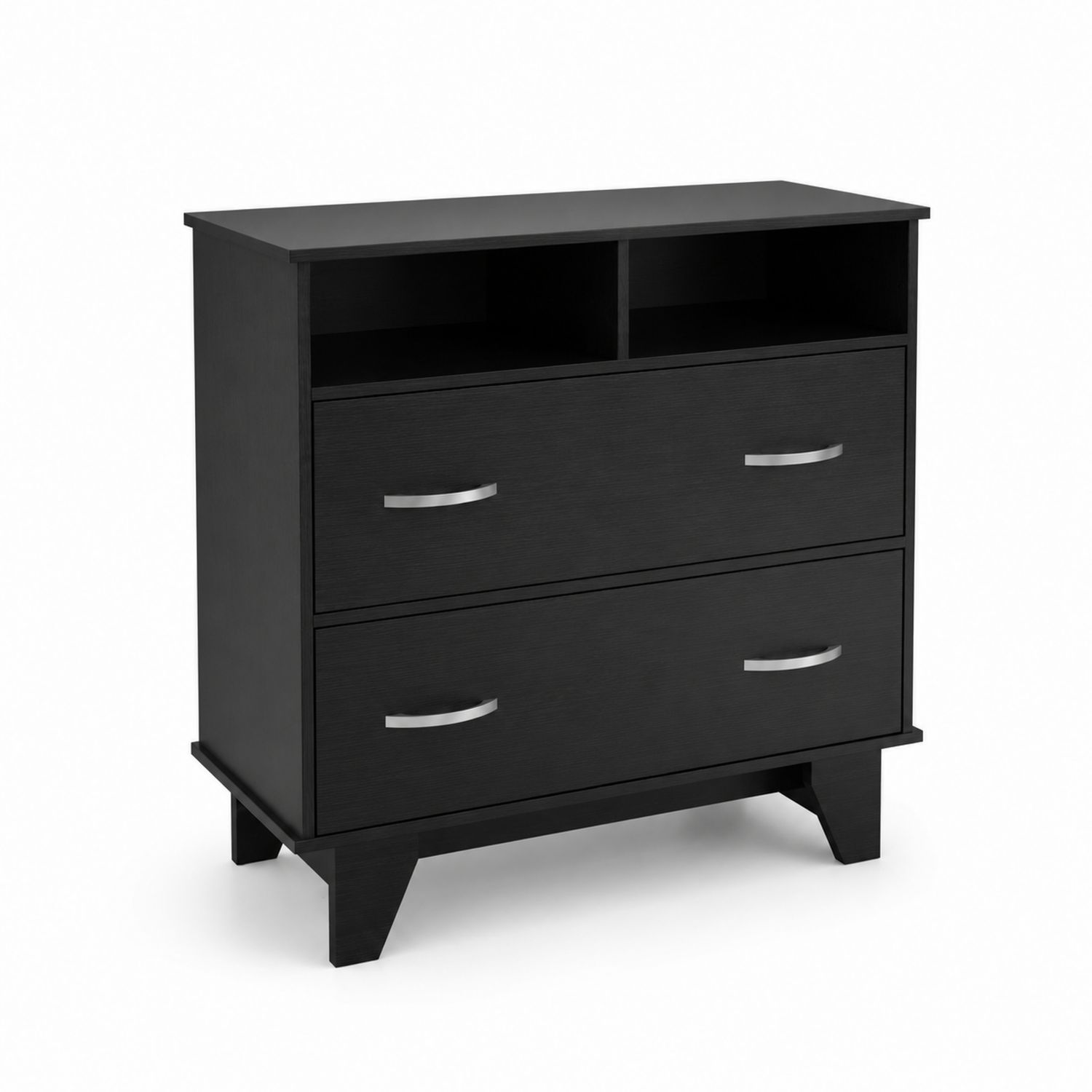 Schwarze Holzwerkstoff-Kommode mit 2 Schubladen 75x80x35cm