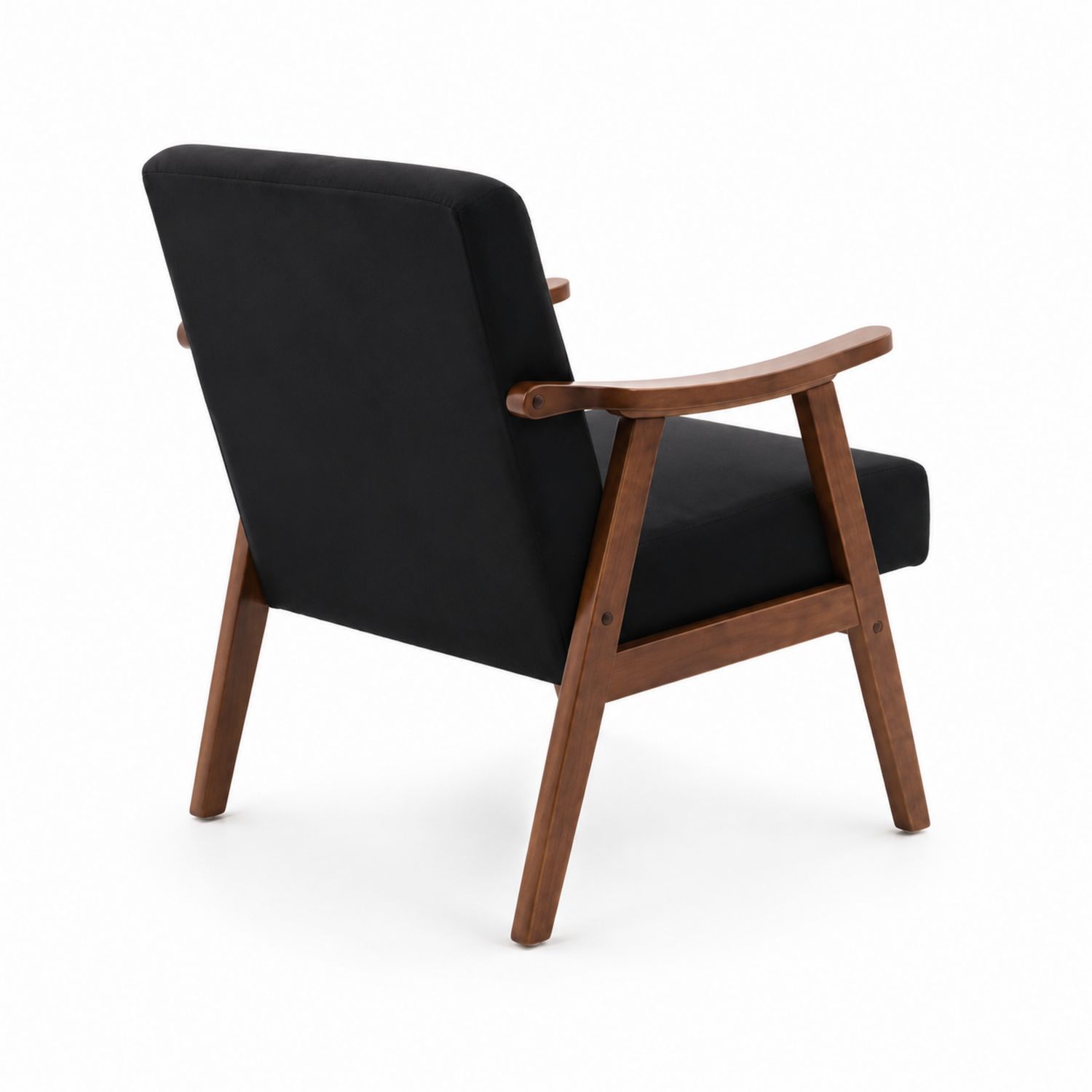 Sessel mit Holzrahmen und Schwarzem Stoffbezug