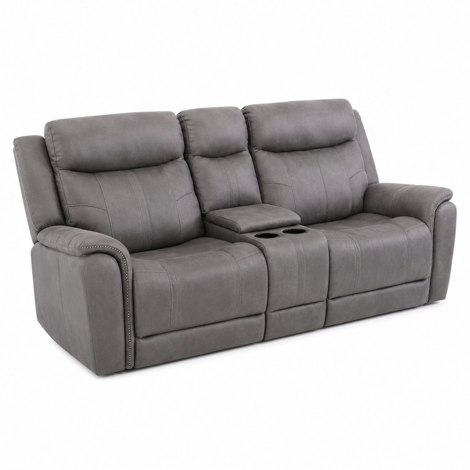 3-Sitzer Sofa mit verstellbaren Rückenlehnen, Mikrofaser, Grau