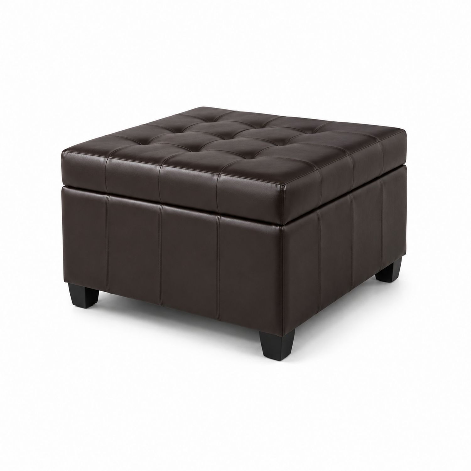 Quadratischer Hocker 75x75x40 cm Leder Braun
