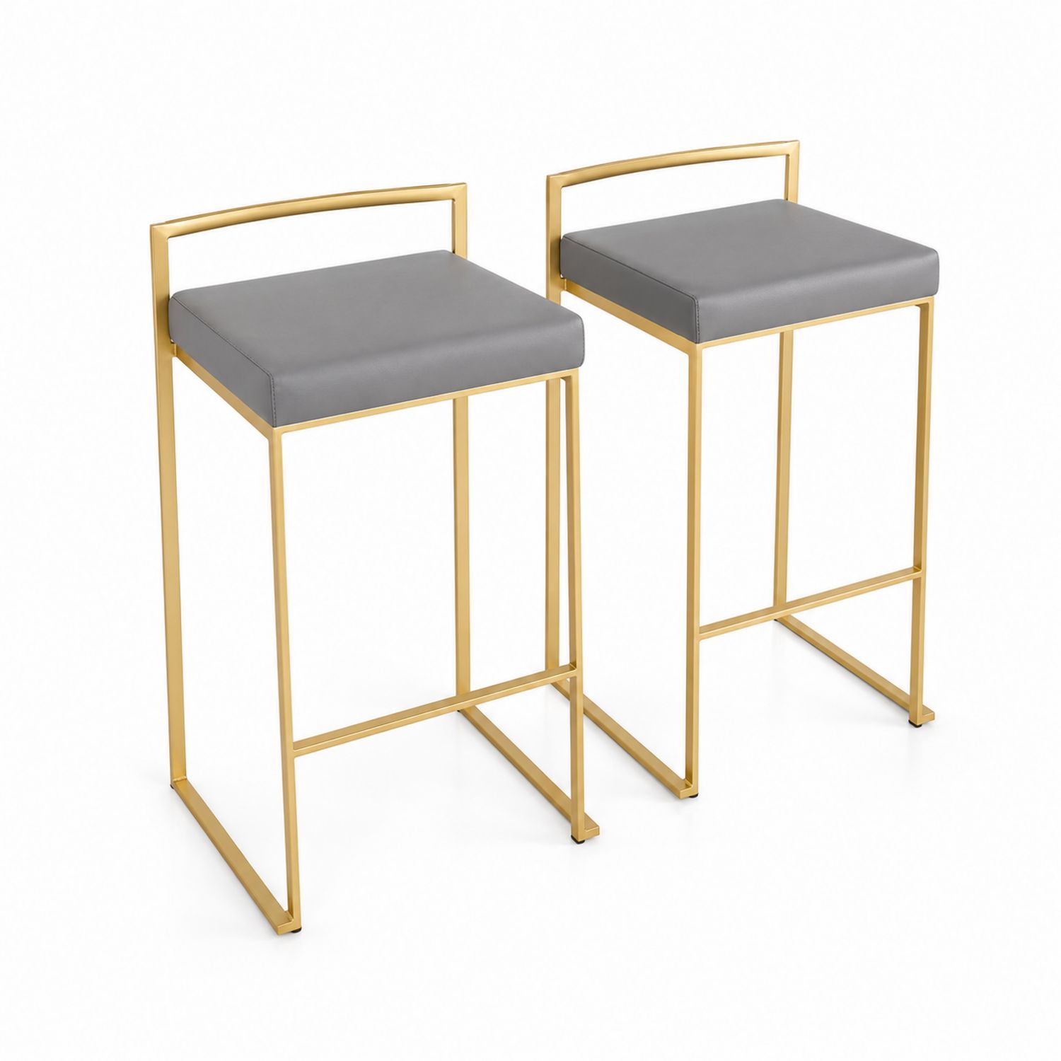 2er Set Barhocker Edelstahl Grau