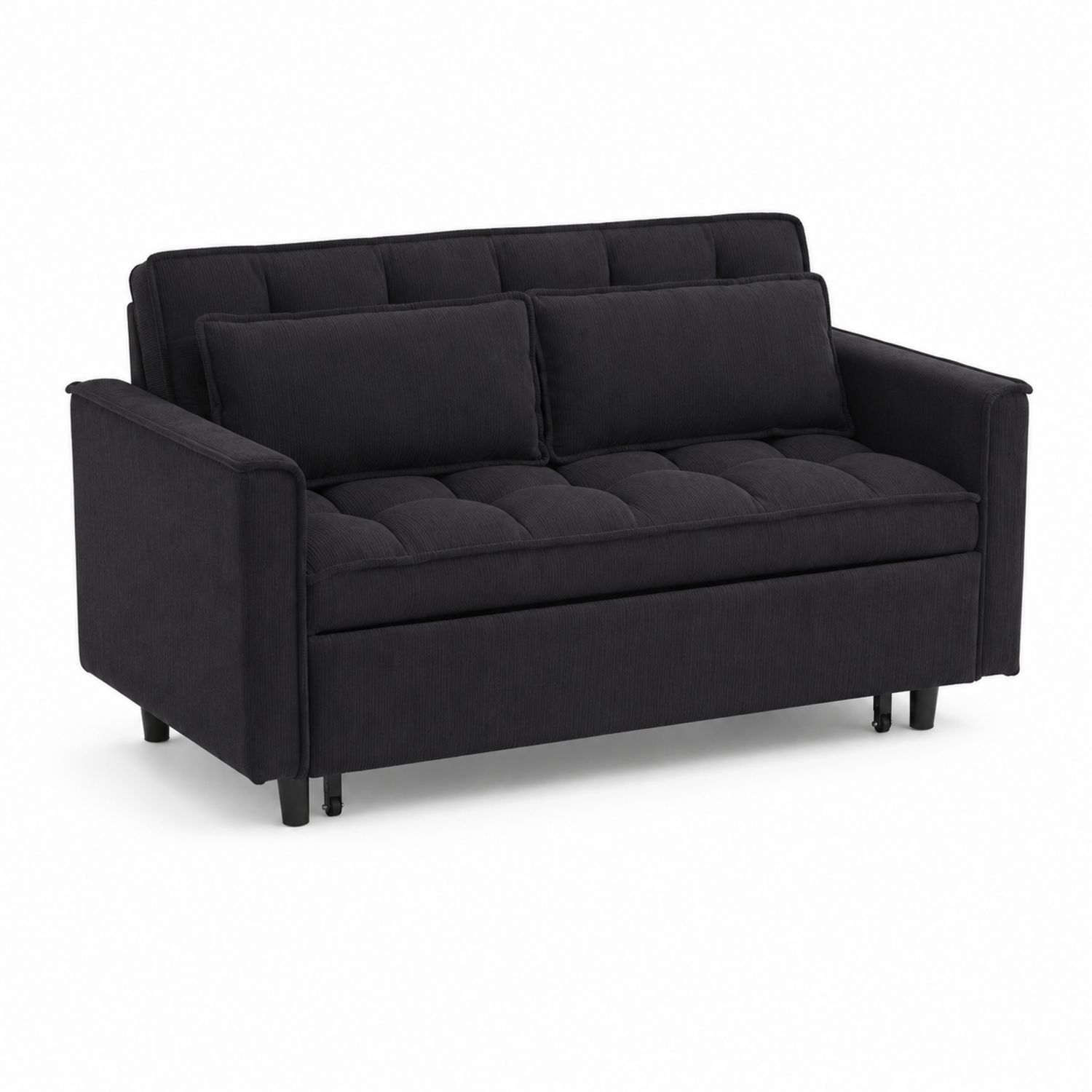 2-Sitzer-Sofa Rechteckig Polyester Schwarz