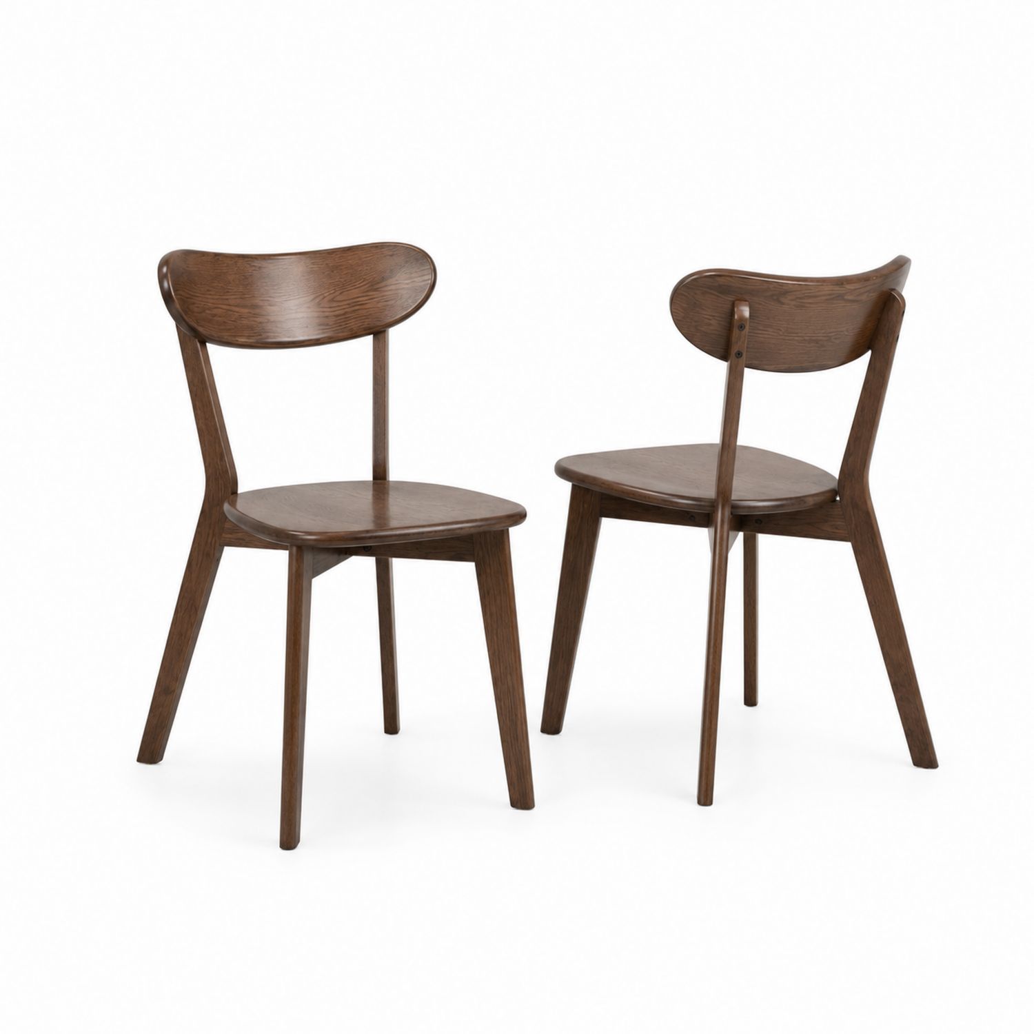 2er Set Esszimmerstühle aus Eichenholz Braun