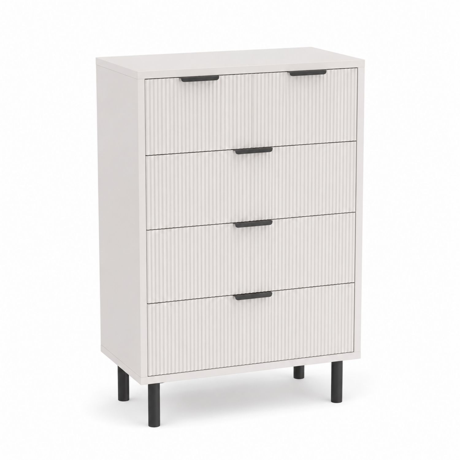 Kommode mit 4 Schubladen aus MDF Weiß