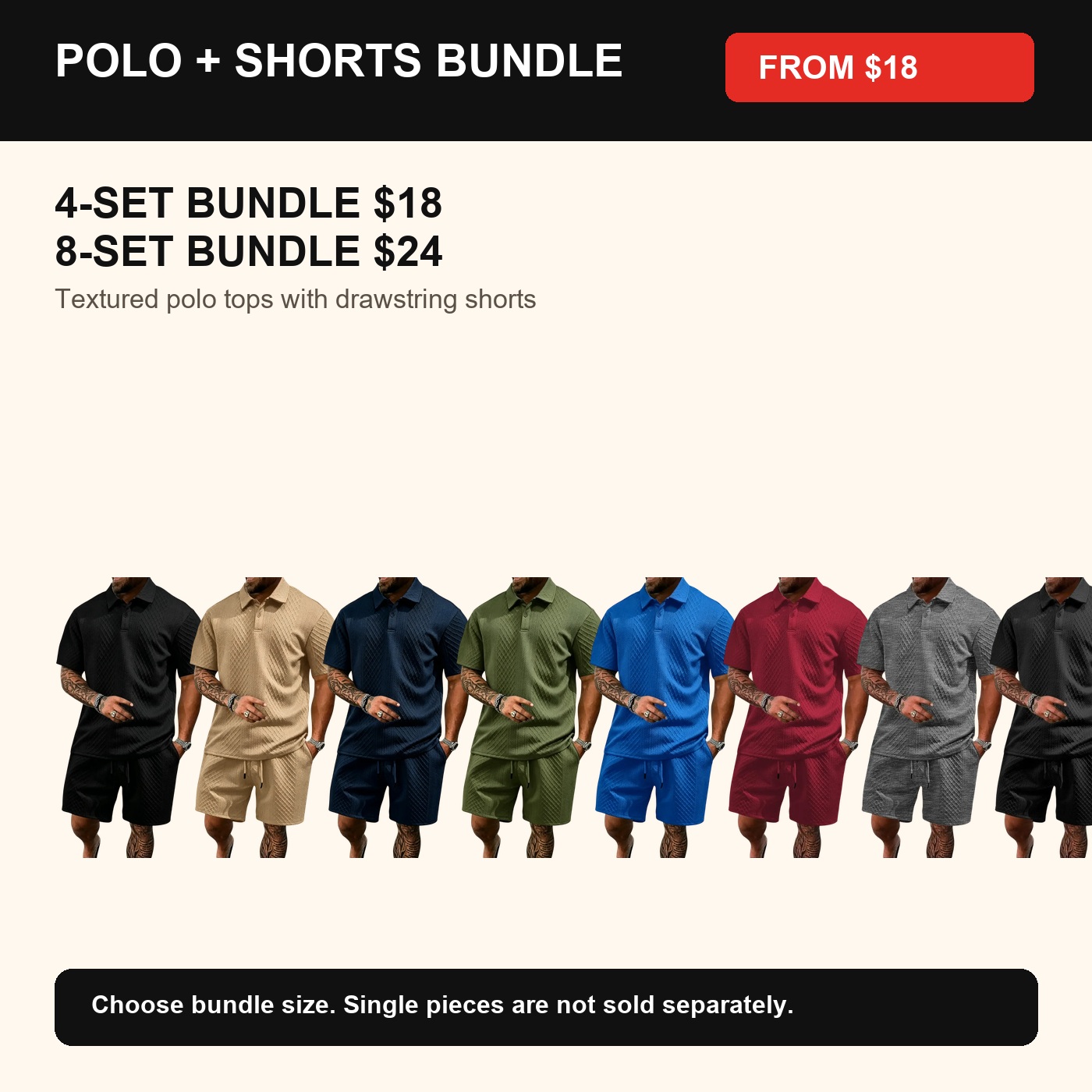 polo shorts set detail