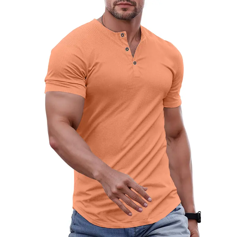 Men's Slim Fit Henley Shirt - Gym & Casual Wear