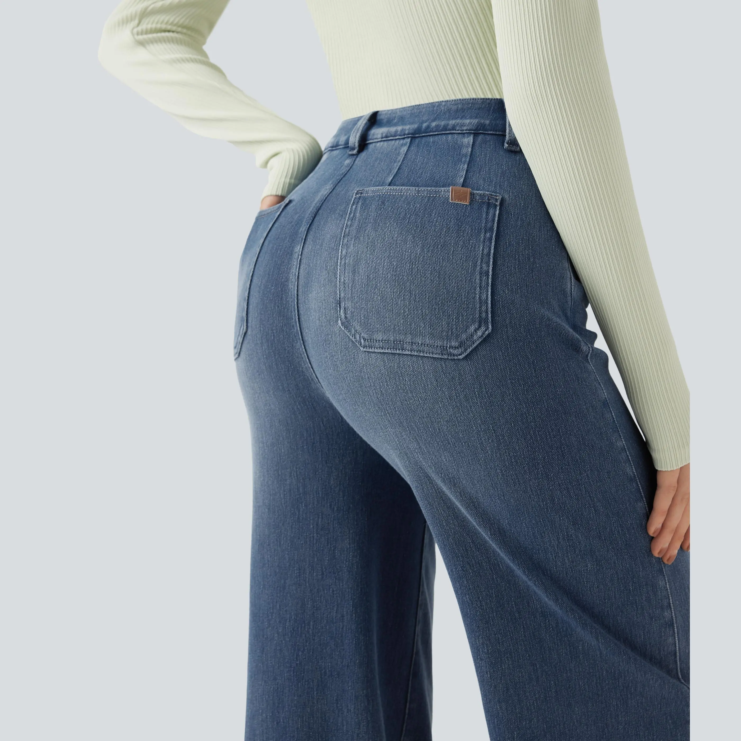 High Waisted Tummy Control Wide Leg Jeans