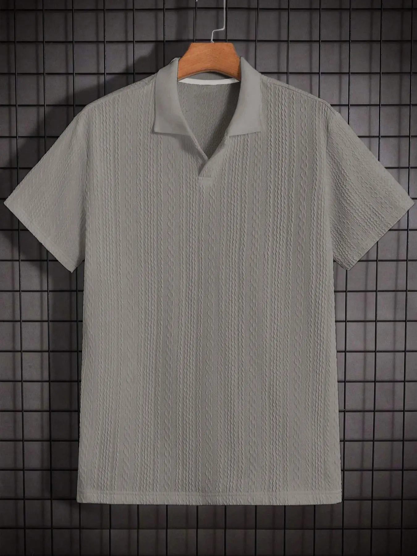 Men's Solid Jacquard Polo Shirt - Casual Summer Wear