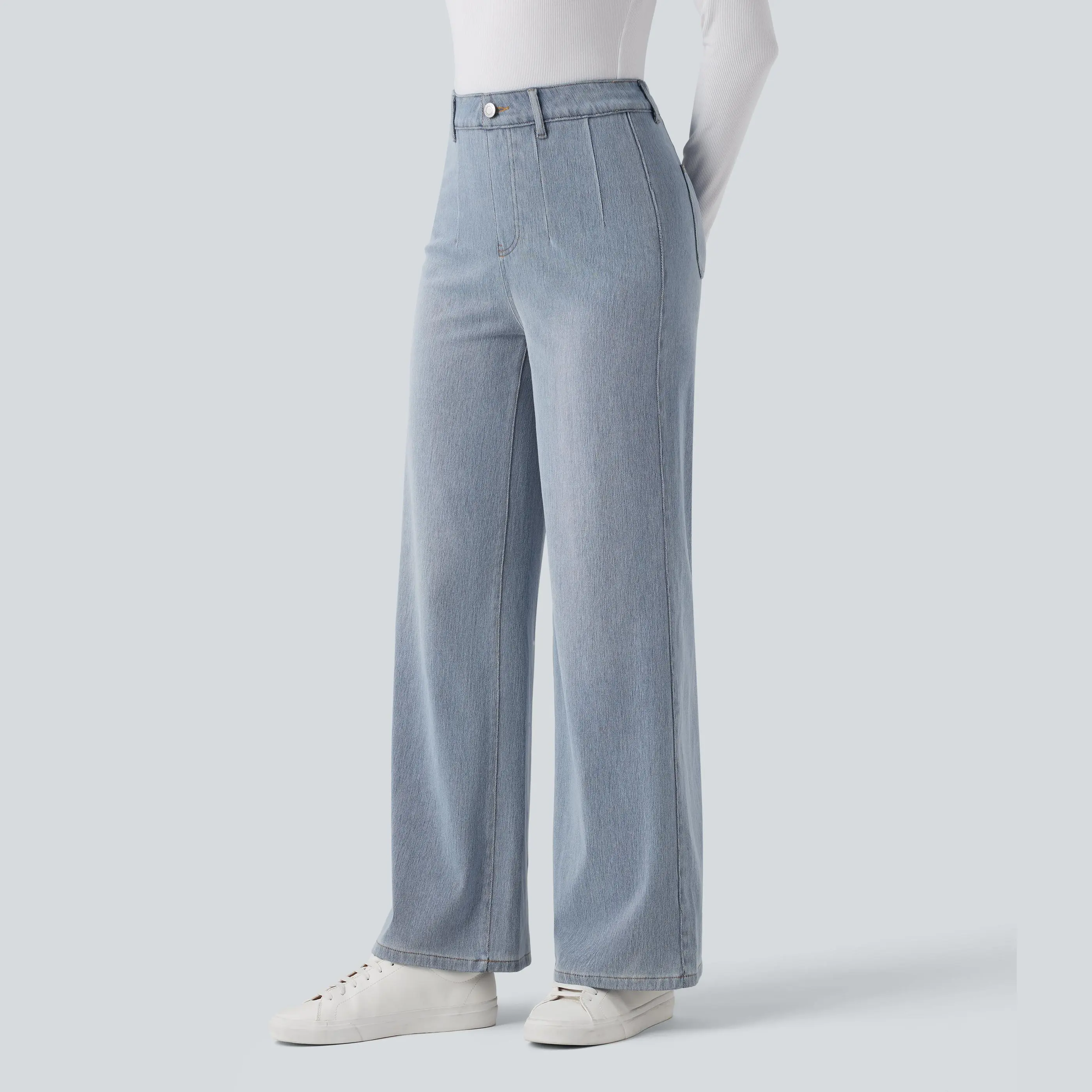 High Waisted Tummy Control Wide Leg Jeans