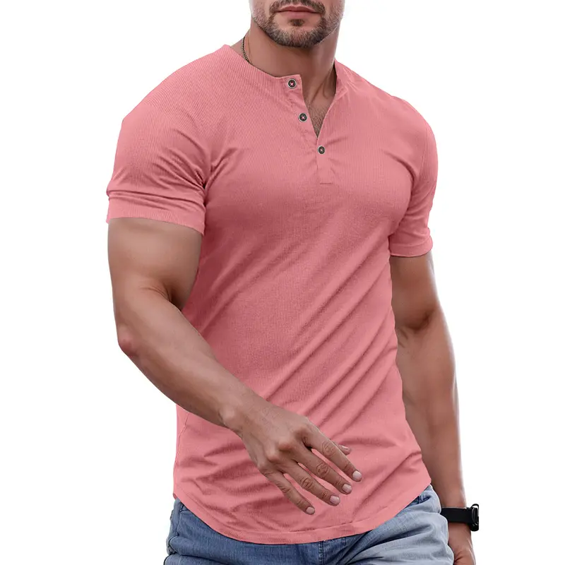 Men's Slim Fit Henley Shirt - Gym & Casual Wear