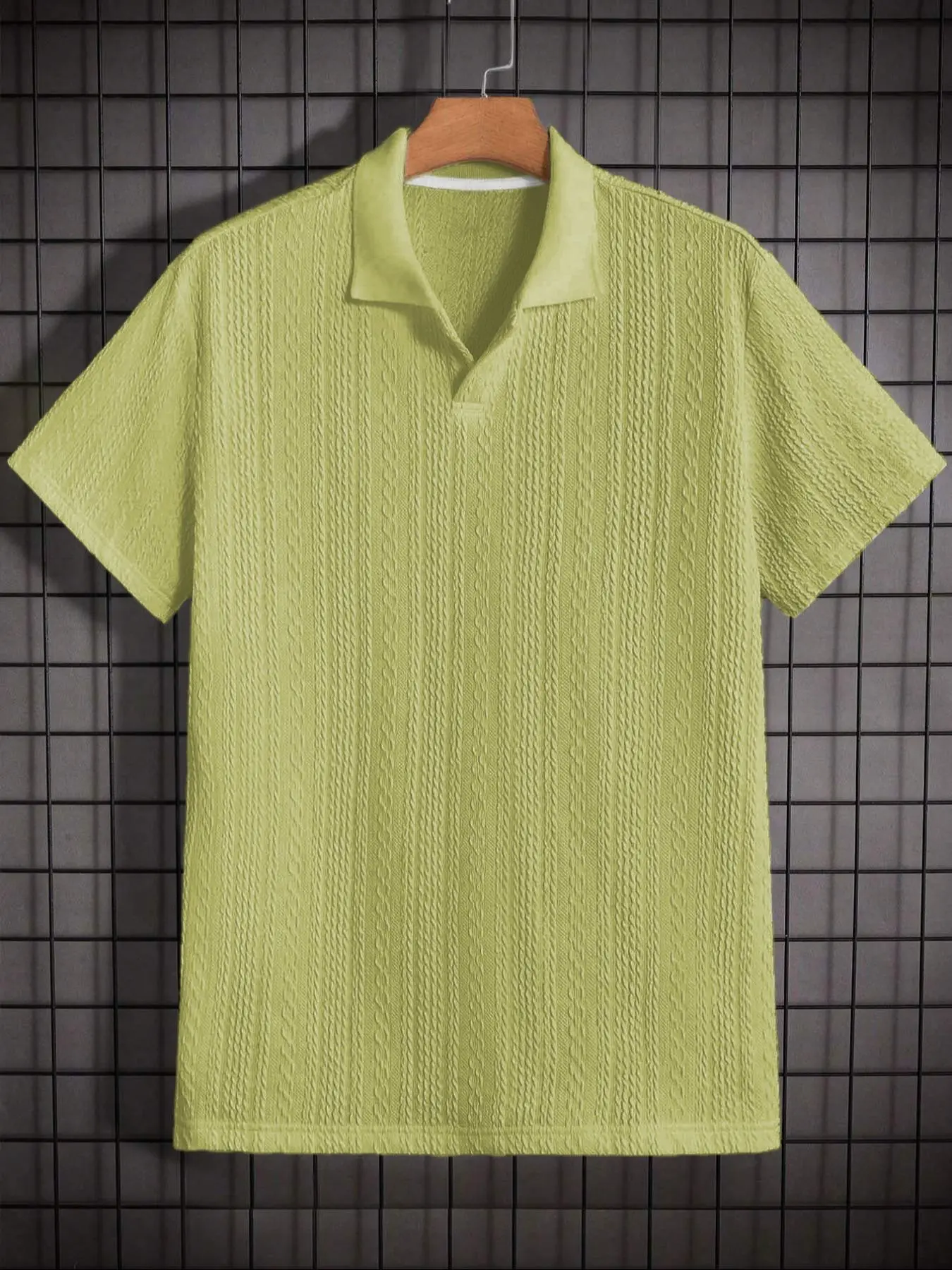 Men's Solid Jacquard Polo Shirt - Casual Summer Wear