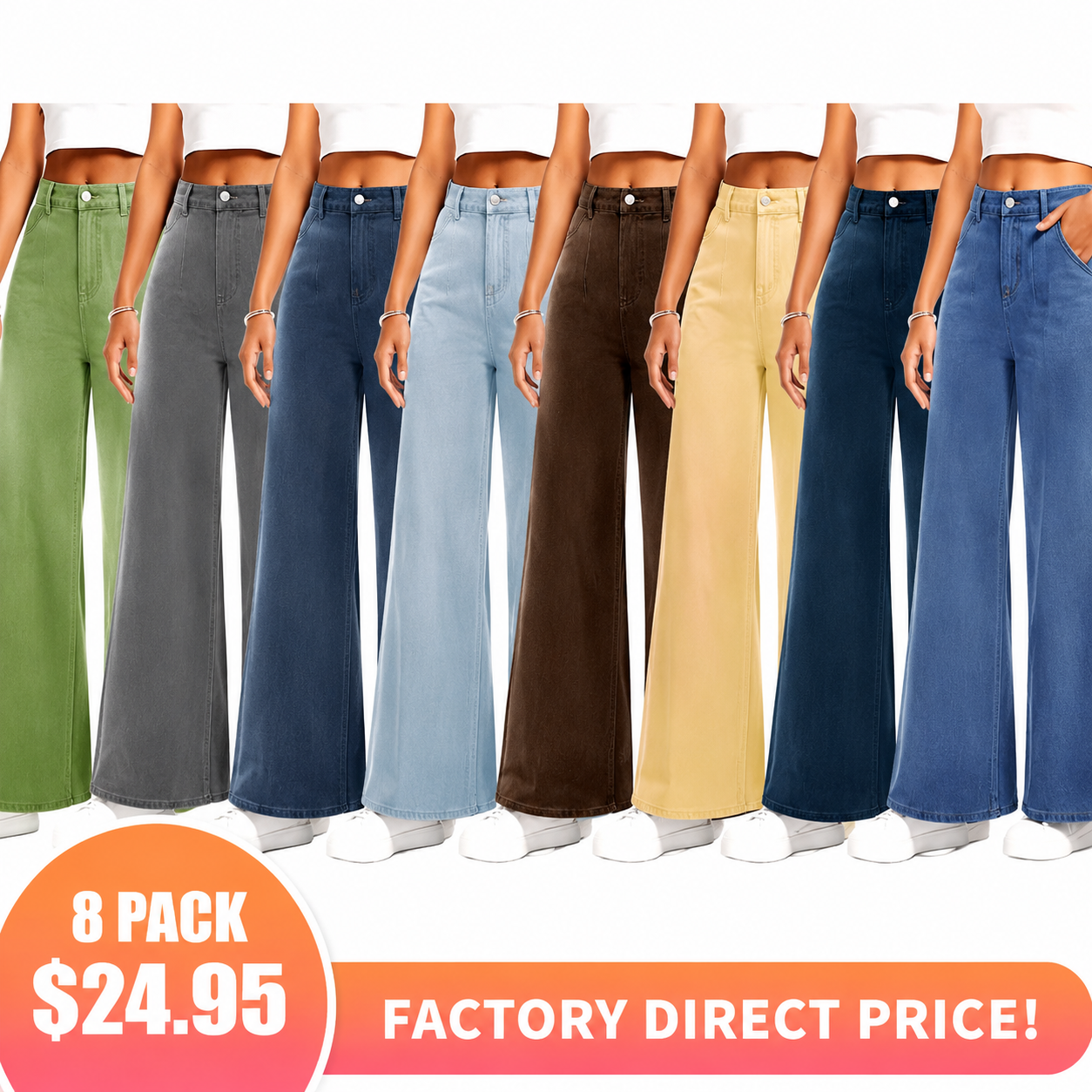 High Waisted Tummy Control Wide Leg Jeans