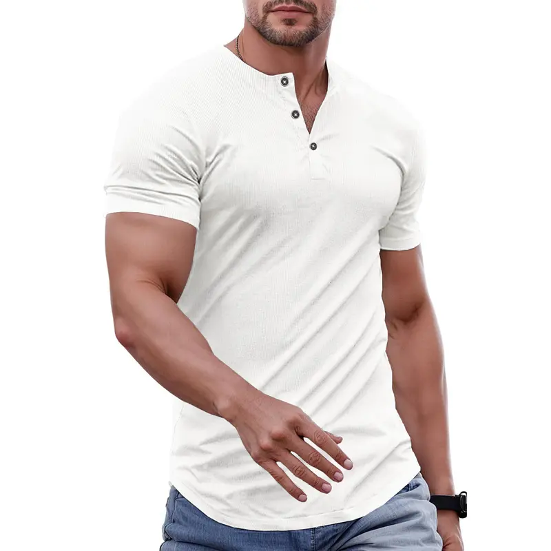 Men's Slim Fit Henley Shirt - Gym & Casual Wear